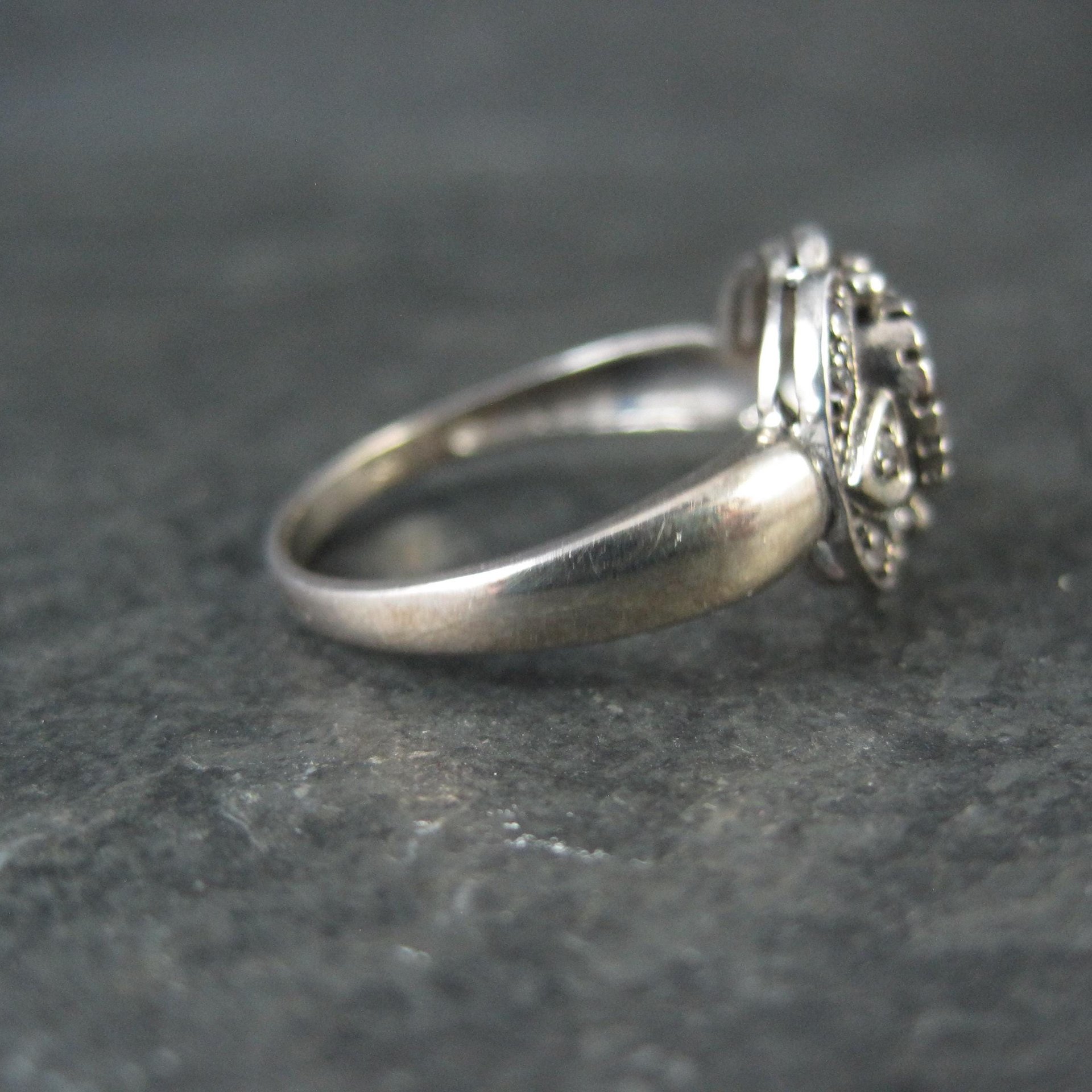 Vintage Smoky Topaz Heart Ring in Sterling Silver Size 8