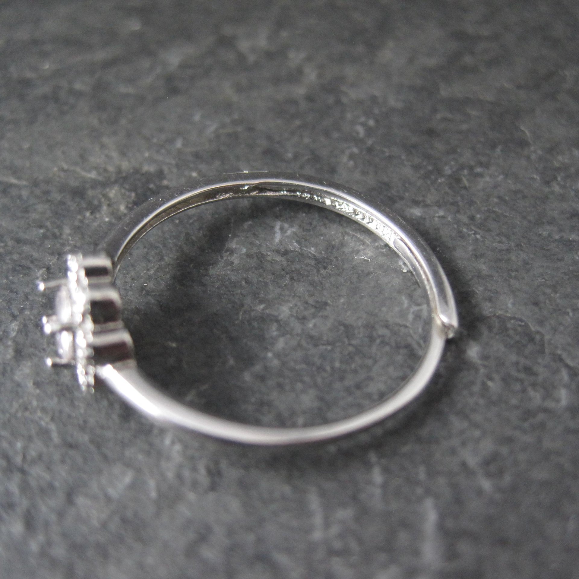 Dainty Rose Quartz Flower Ring Adjustable Size 8 in Sterling Silver