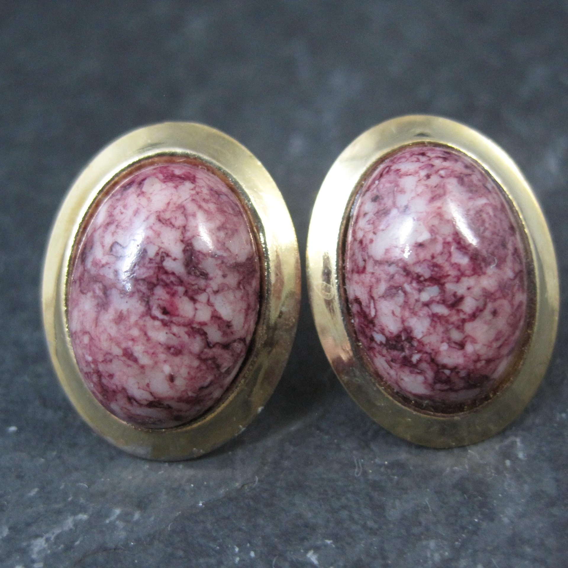 Vintage Purple Gemstone Clip On Earrings