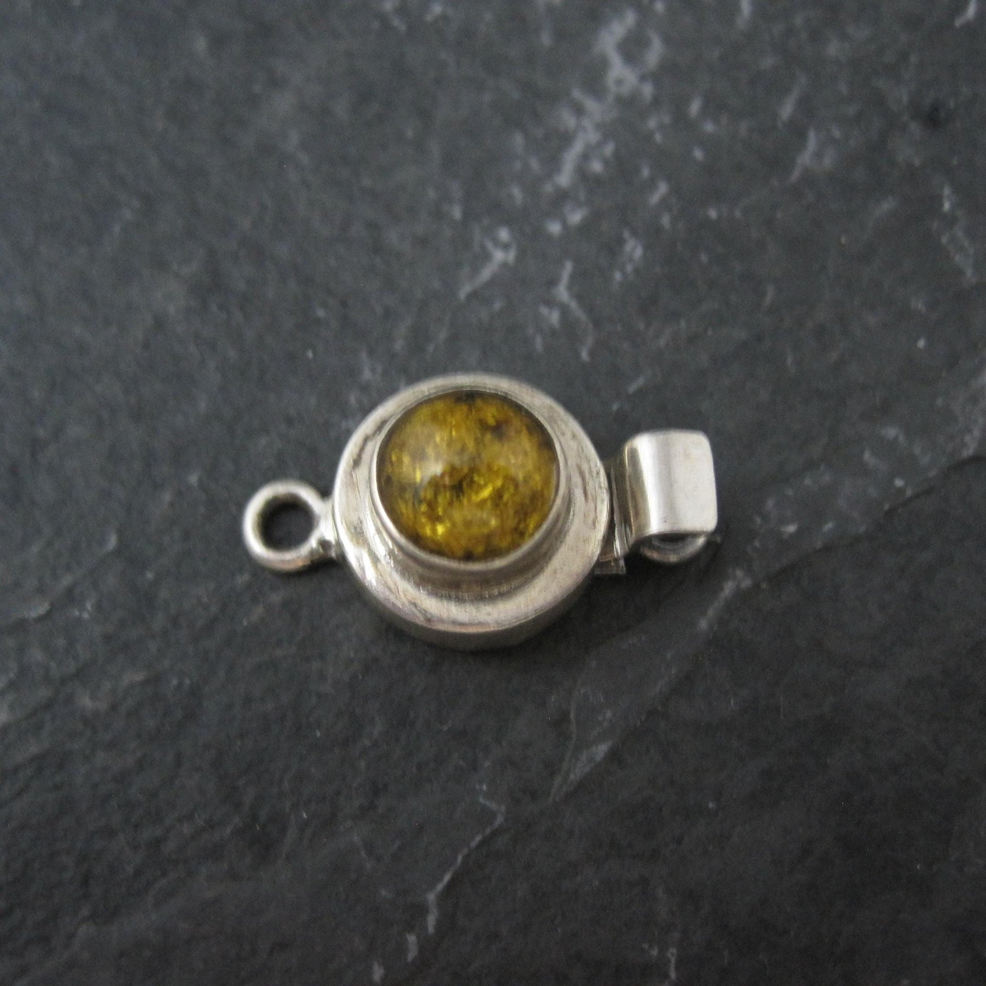 Sterling Silver Yellow Amber Box Clasp