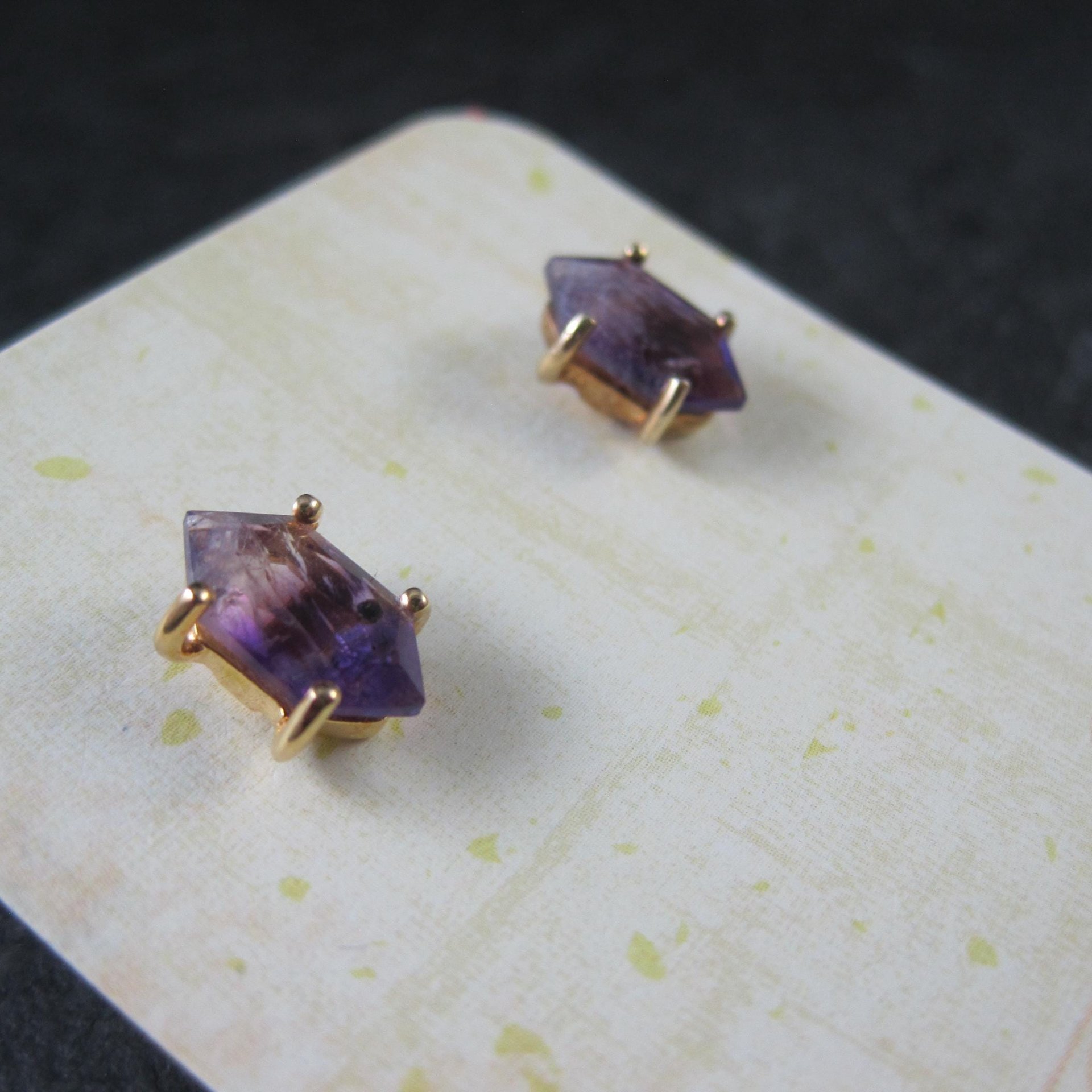 Vintage Amethyst Stud Earrings in Gold Vermeil over Sterling Silver