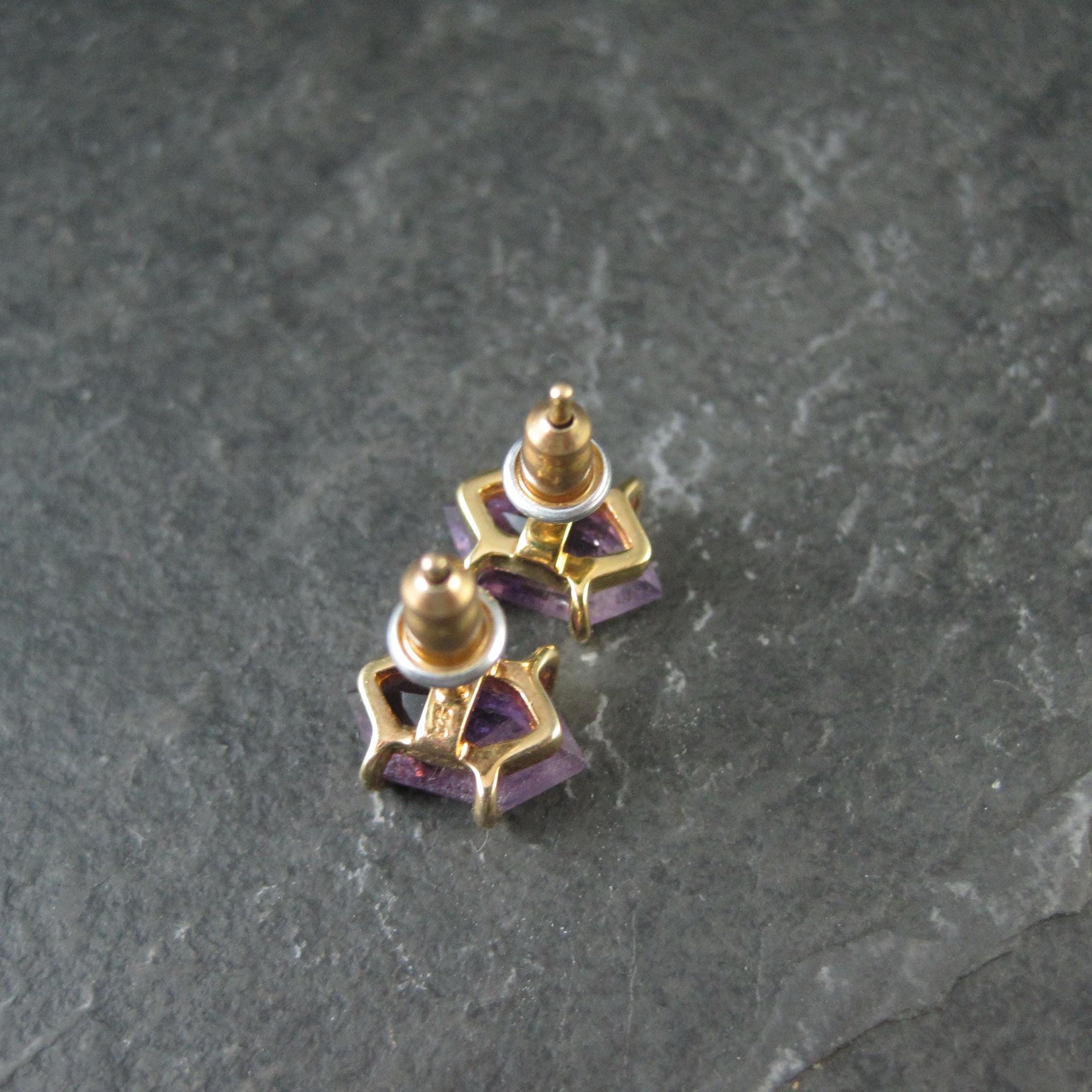 Vintage Amethyst Stud Earrings in Gold Vermeil over Sterling Silver