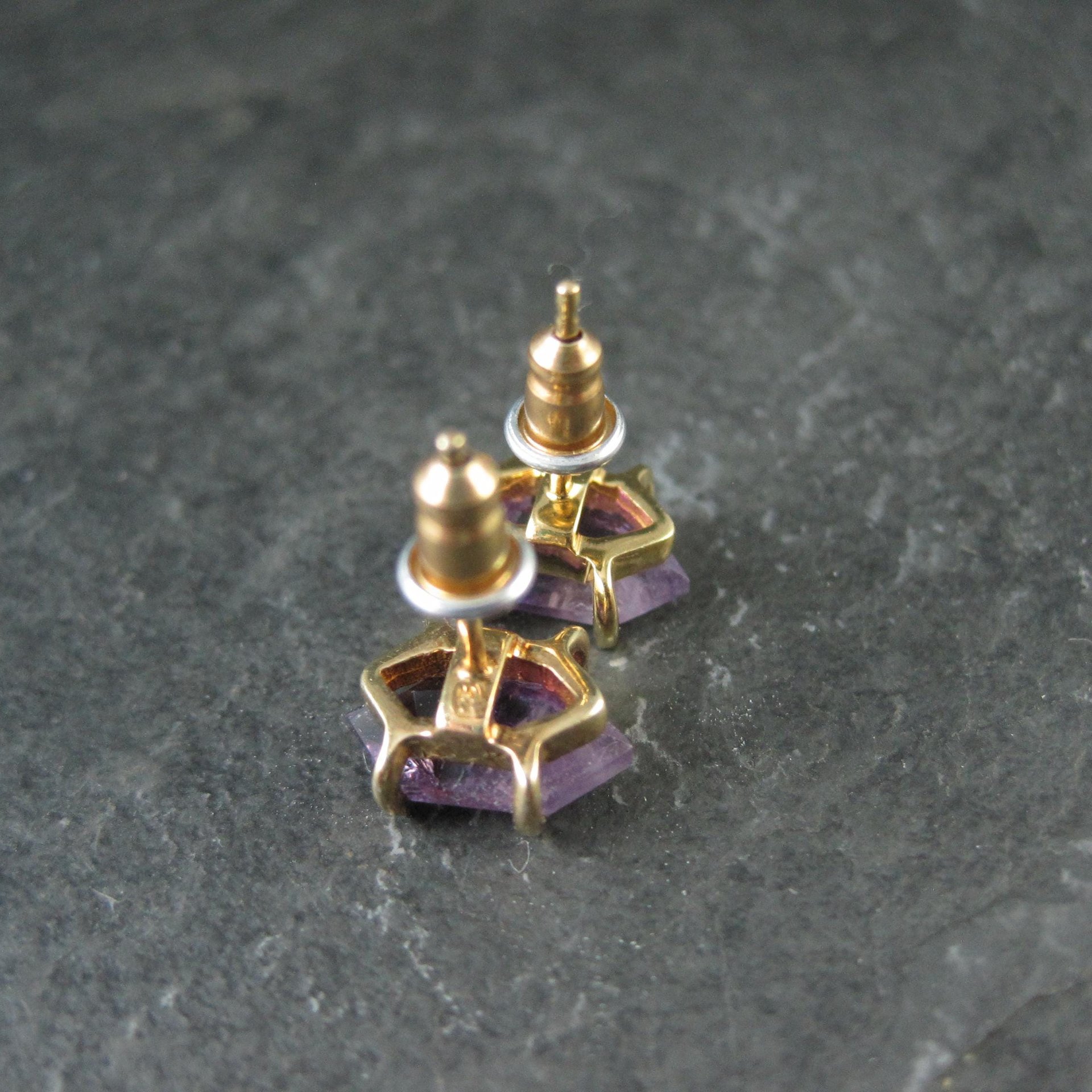 Vintage Amethyst Stud Earrings in Gold Vermeil over Sterling Silver