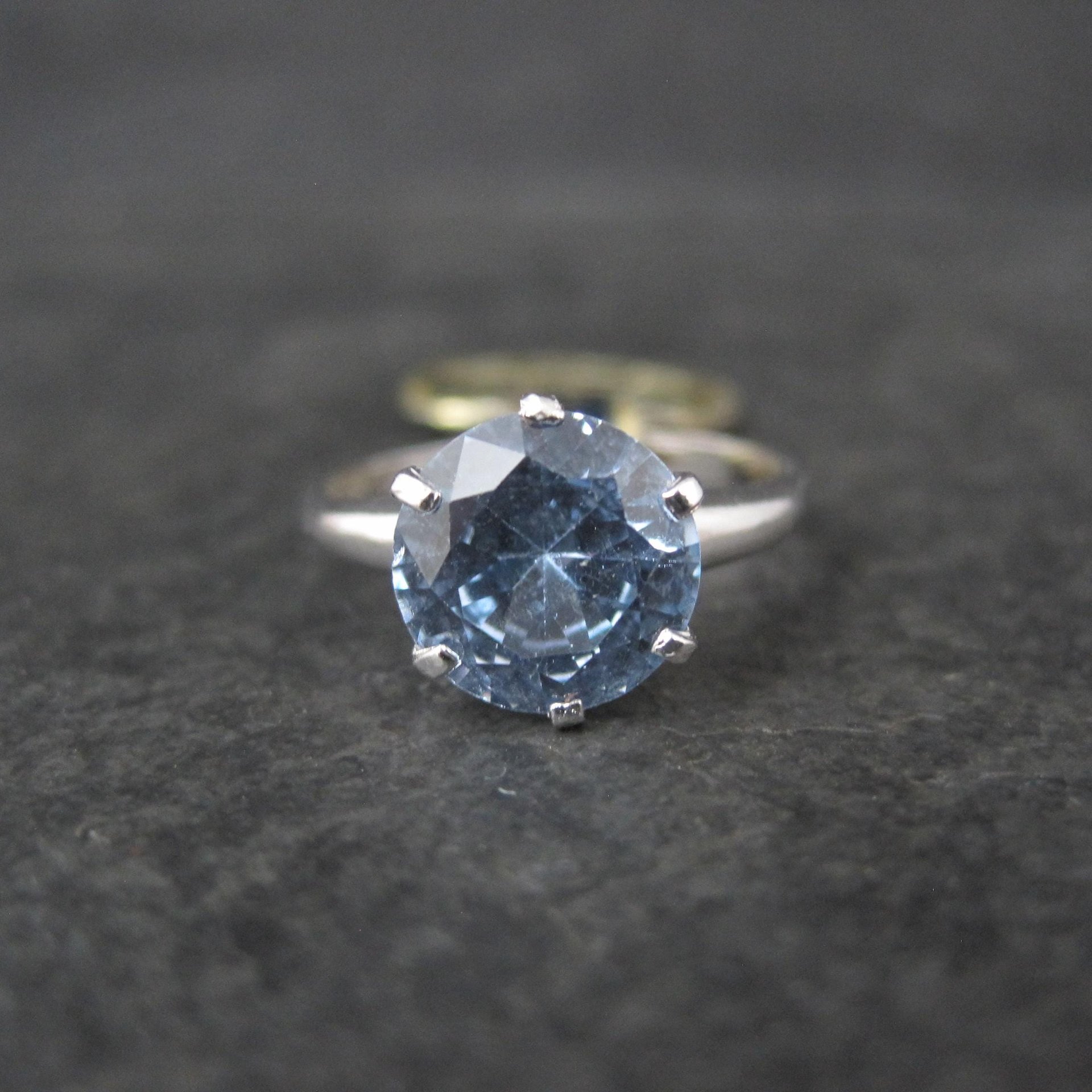 Vintage Sterling Light Blue Spinel Solitaire Ring New Old Stock Multiple Sizes
