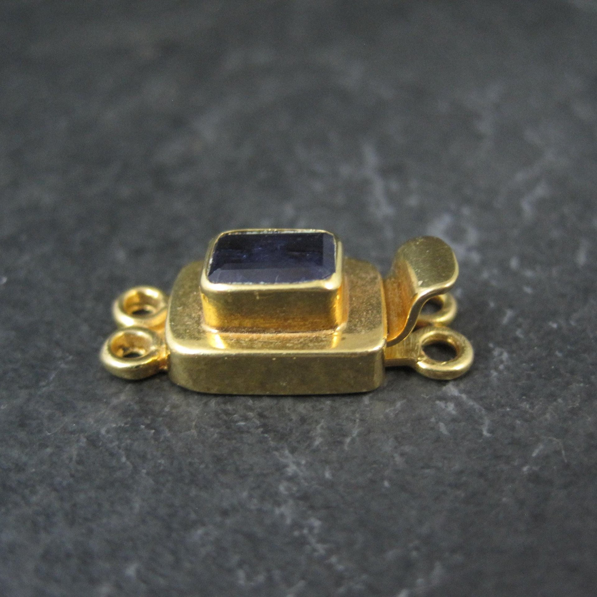 Gold 2 Strand Iolite Box Clasp Vermeil Sterling Silver