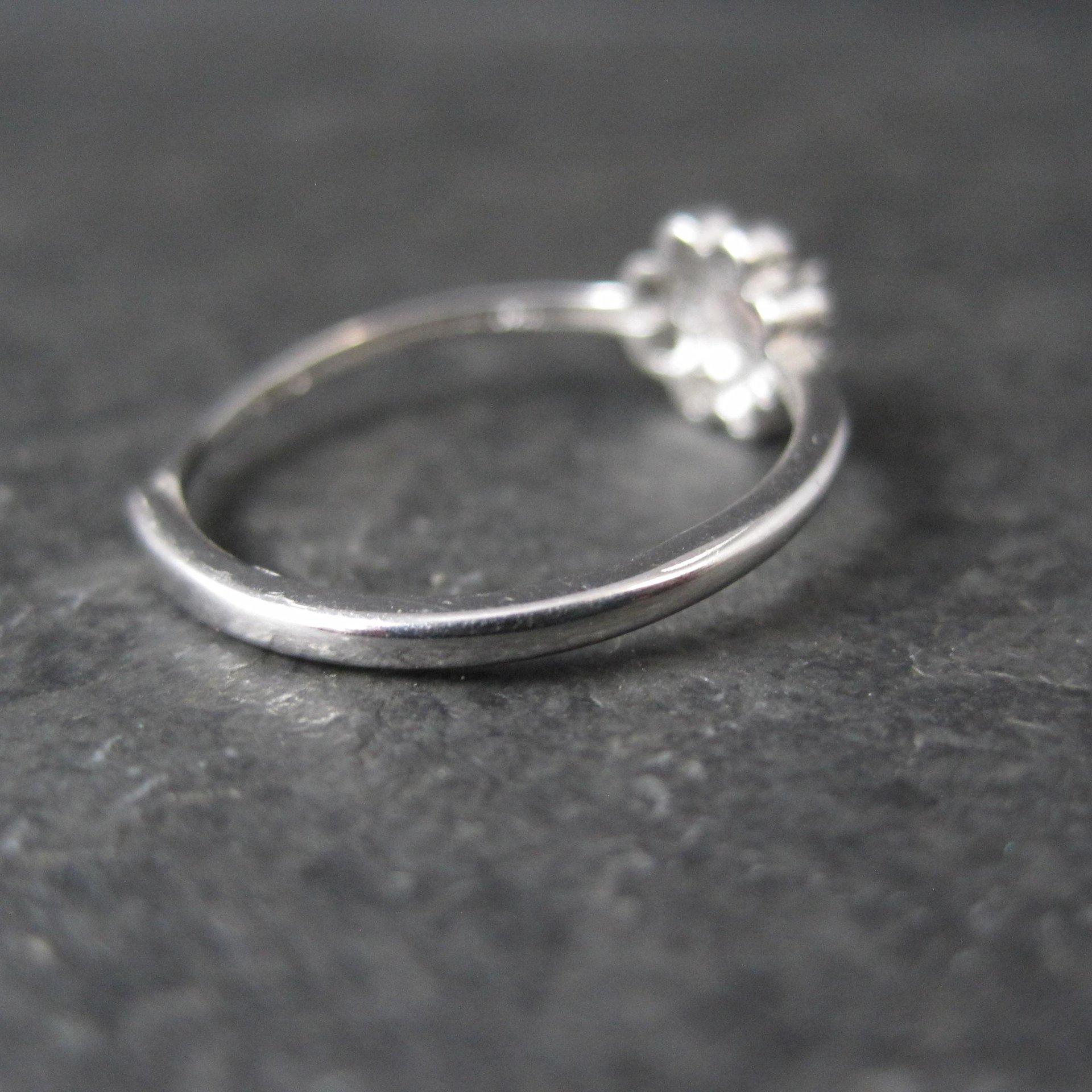 Dainty Rose Quartz Flower Ring Adjustable Size 8 in Sterling Silver