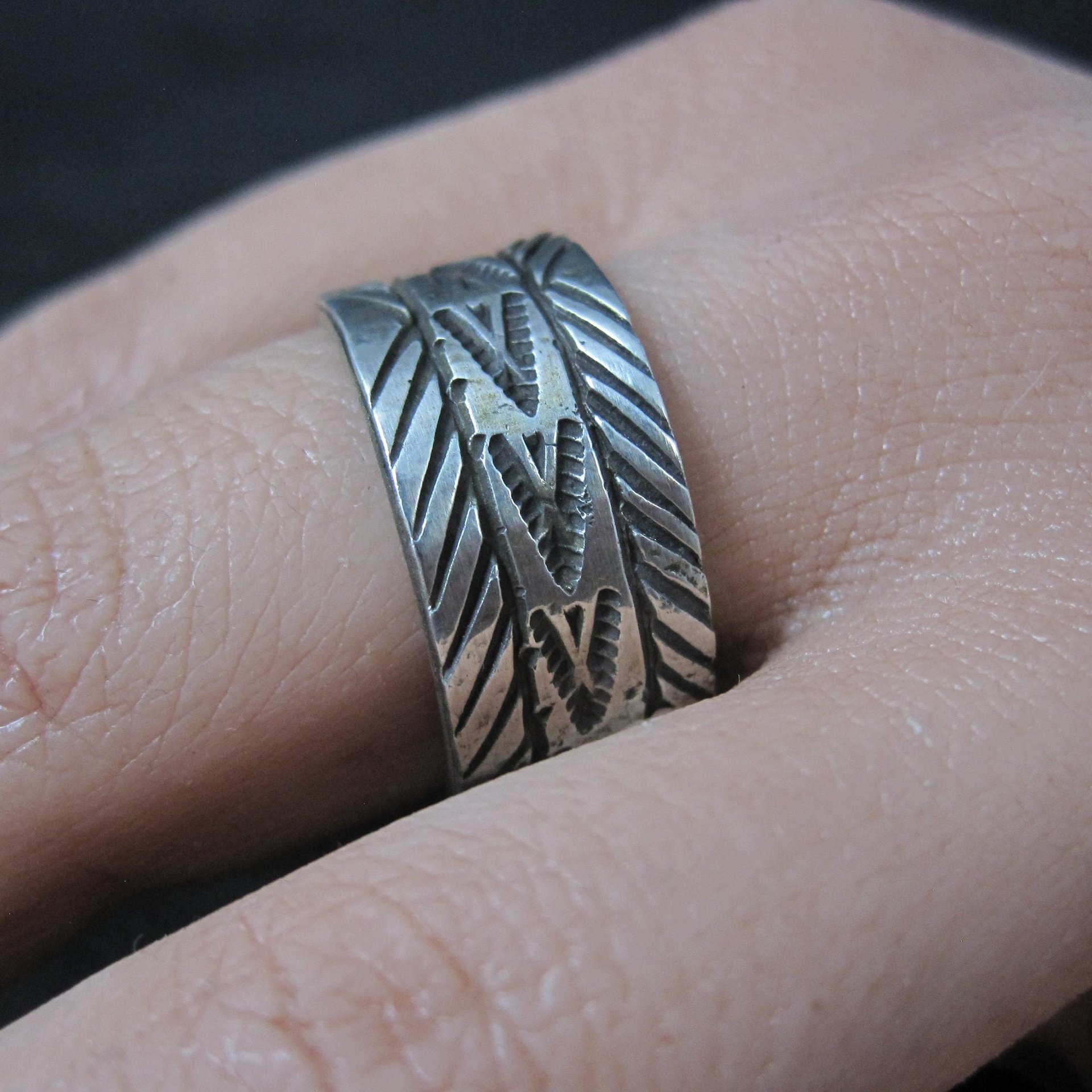 Wide Vintage Southwestern Sterling Band Ring Available in Sizes 8 and 10 Nathan Lovato