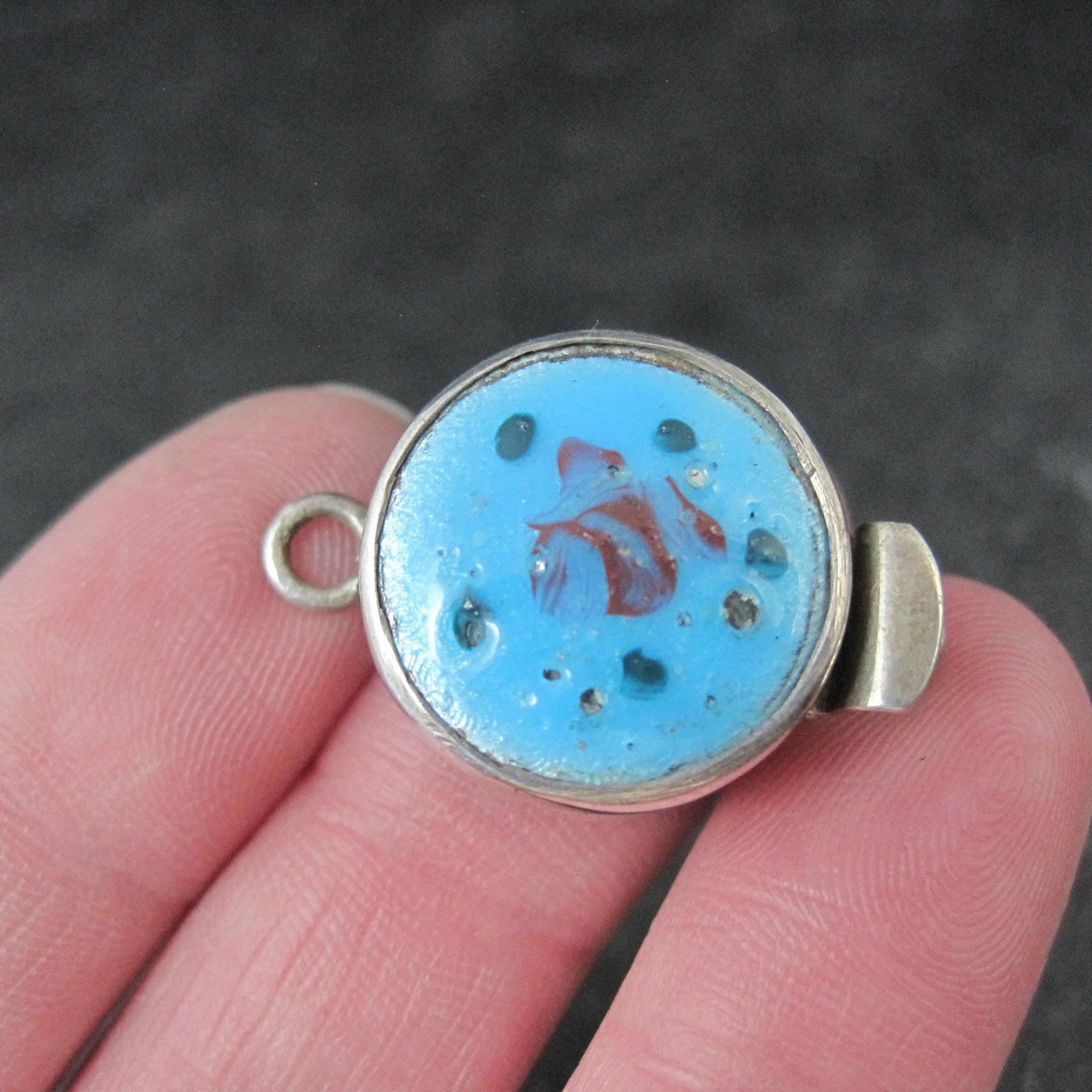 Sterling Silver Guilloche Enamel Rose Box Clasp