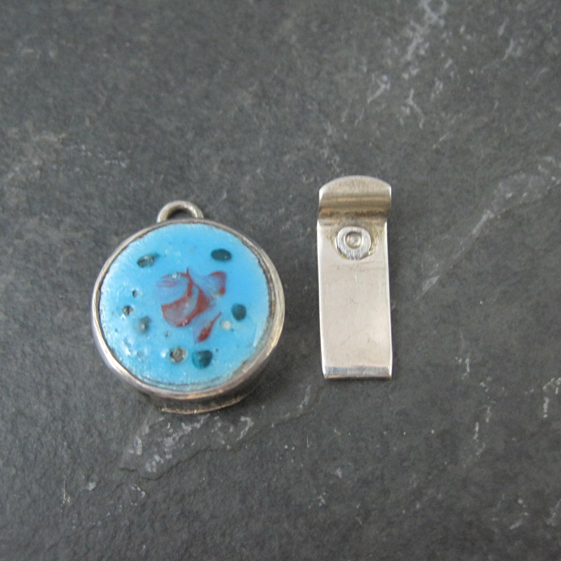 Sterling Silver Guilloche Enamel Rose Box Clasp