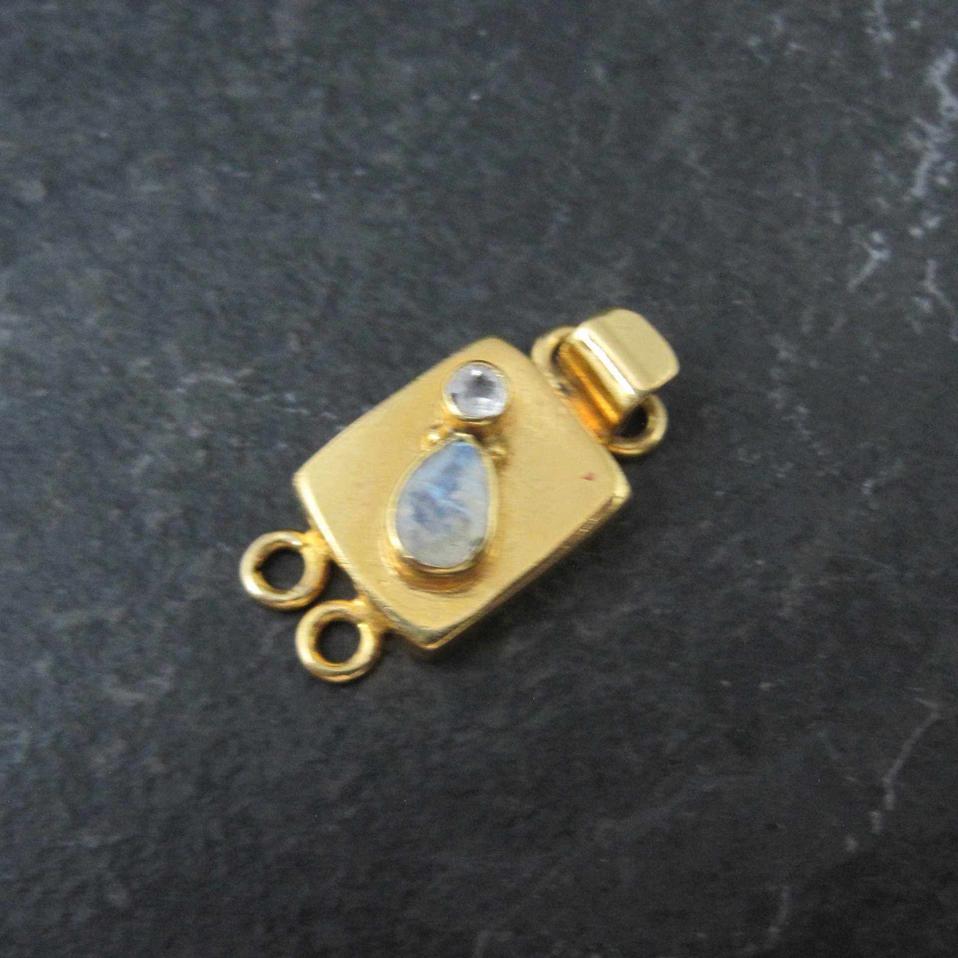 Gold 2 Strand Moonstone Box Clasp Vermeil Sterling Silver