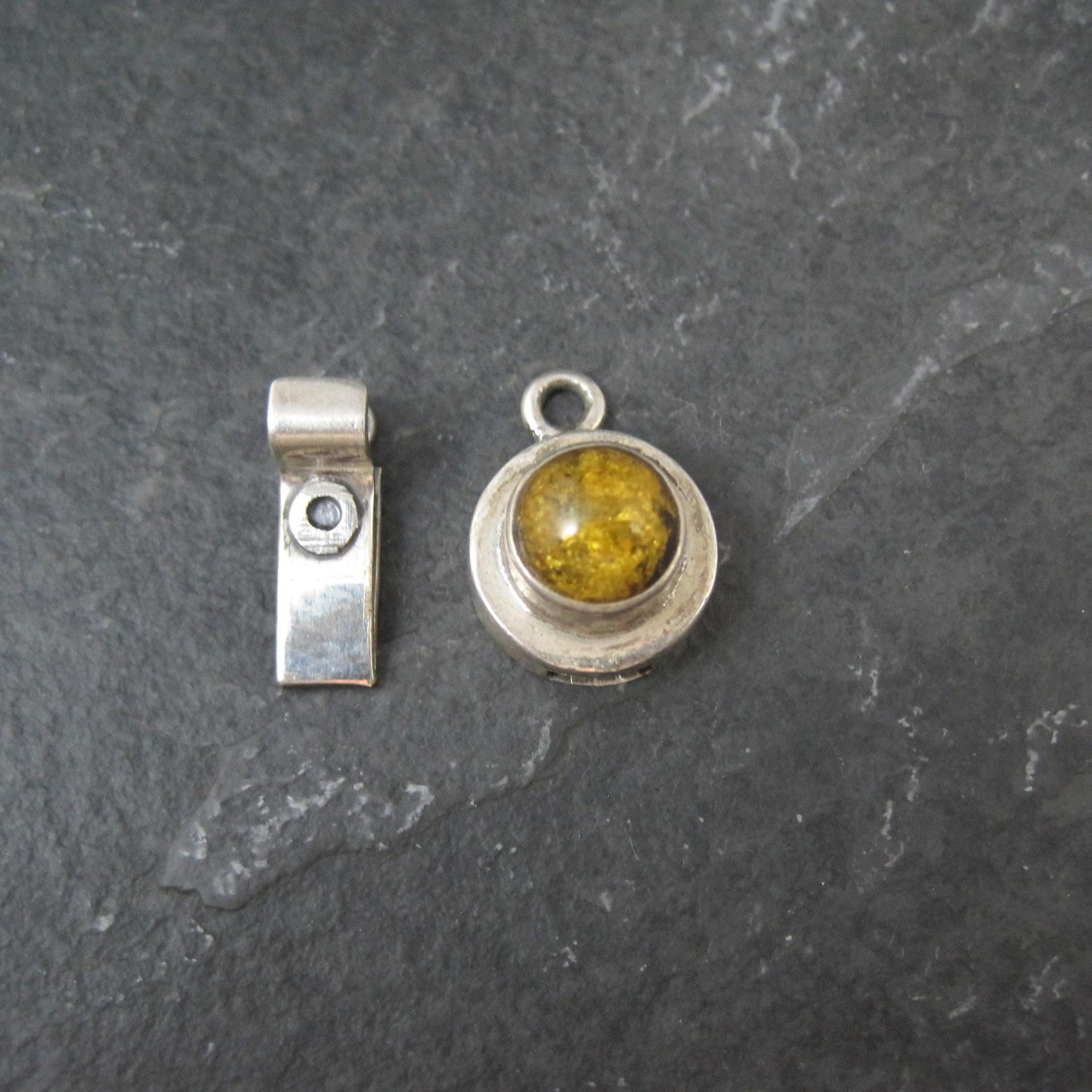 Sterling Silver Yellow Amber Box Clasp