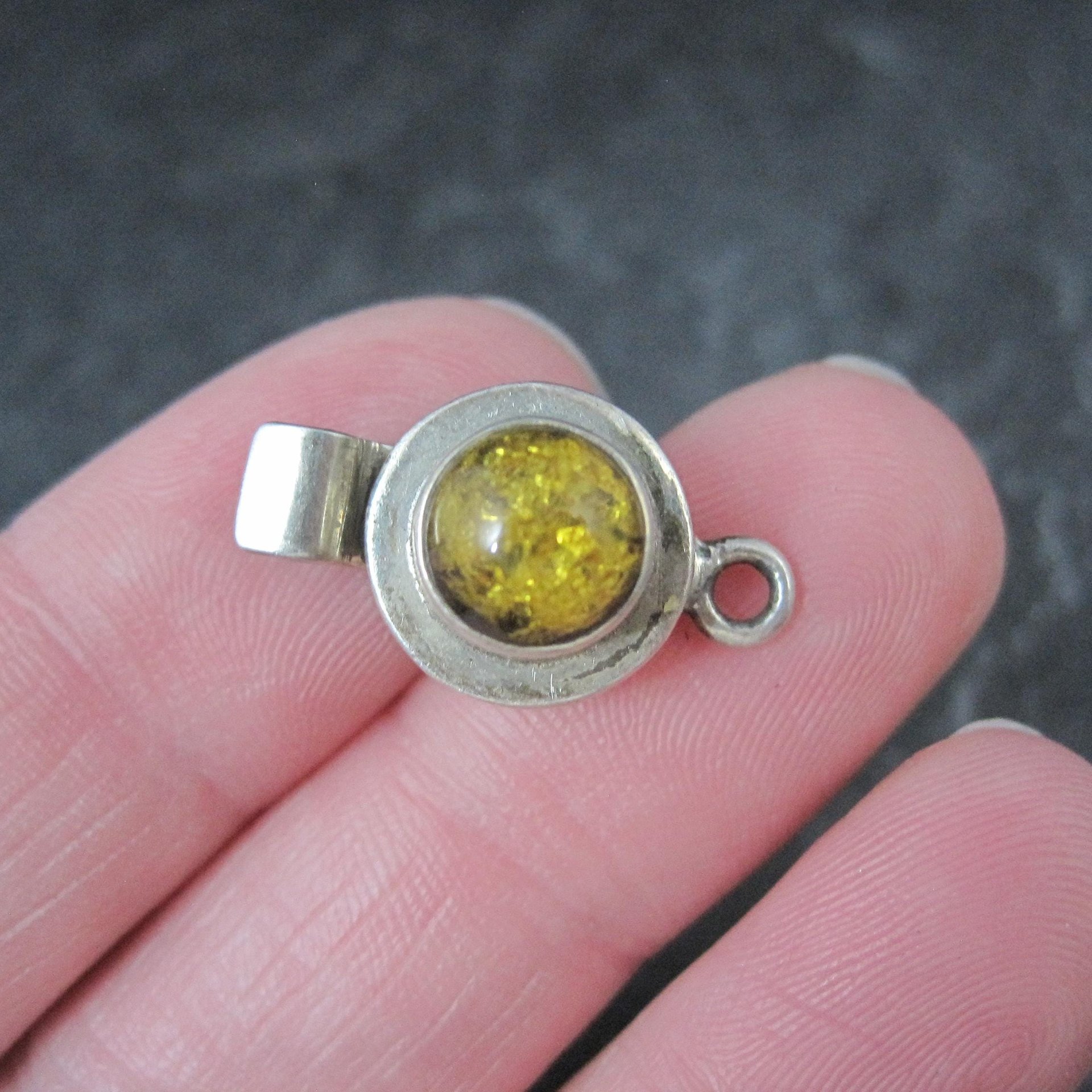 Sterling Silver Yellow Amber Box Clasp