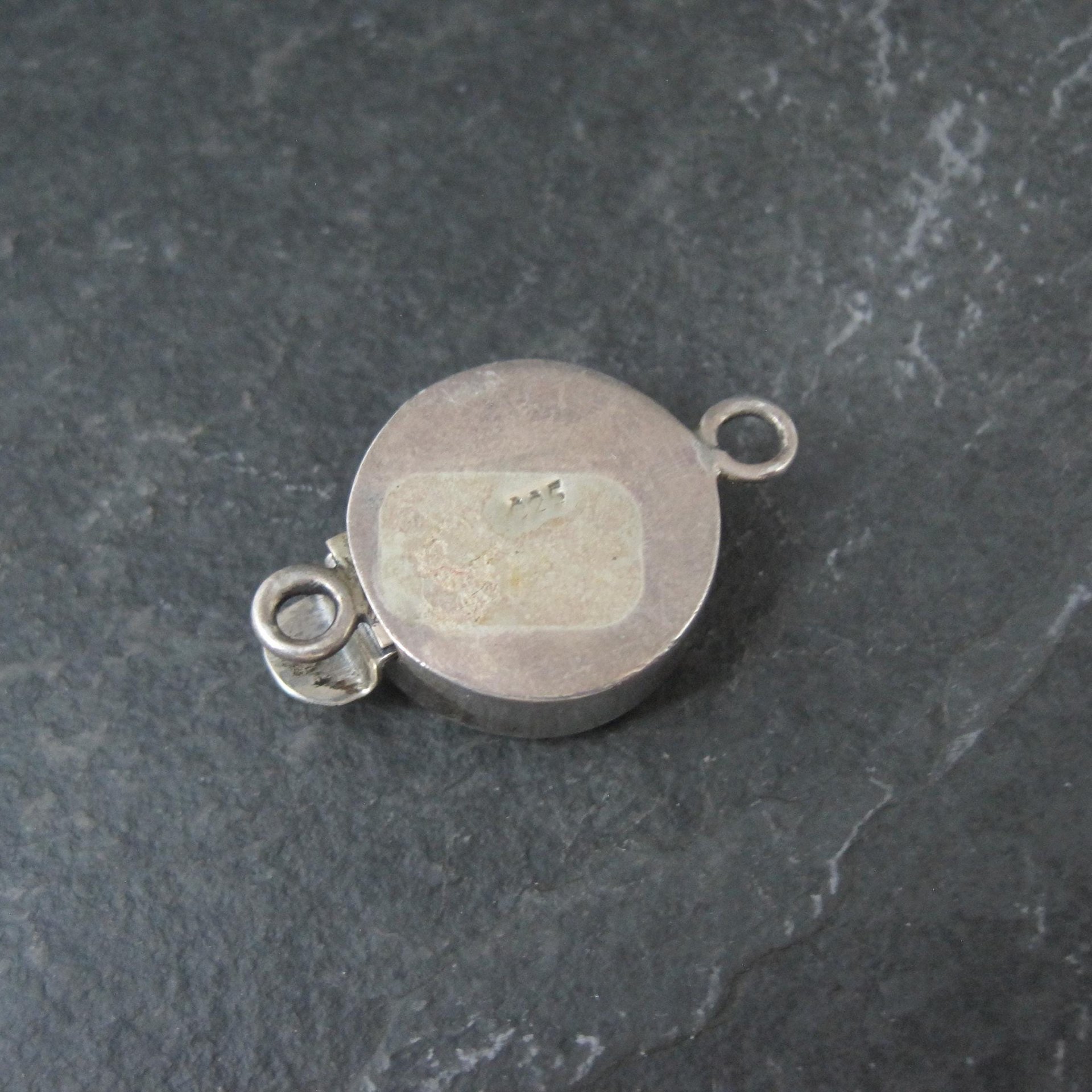 Vintage Sterling Silver Blue Art Glass Box Clasp