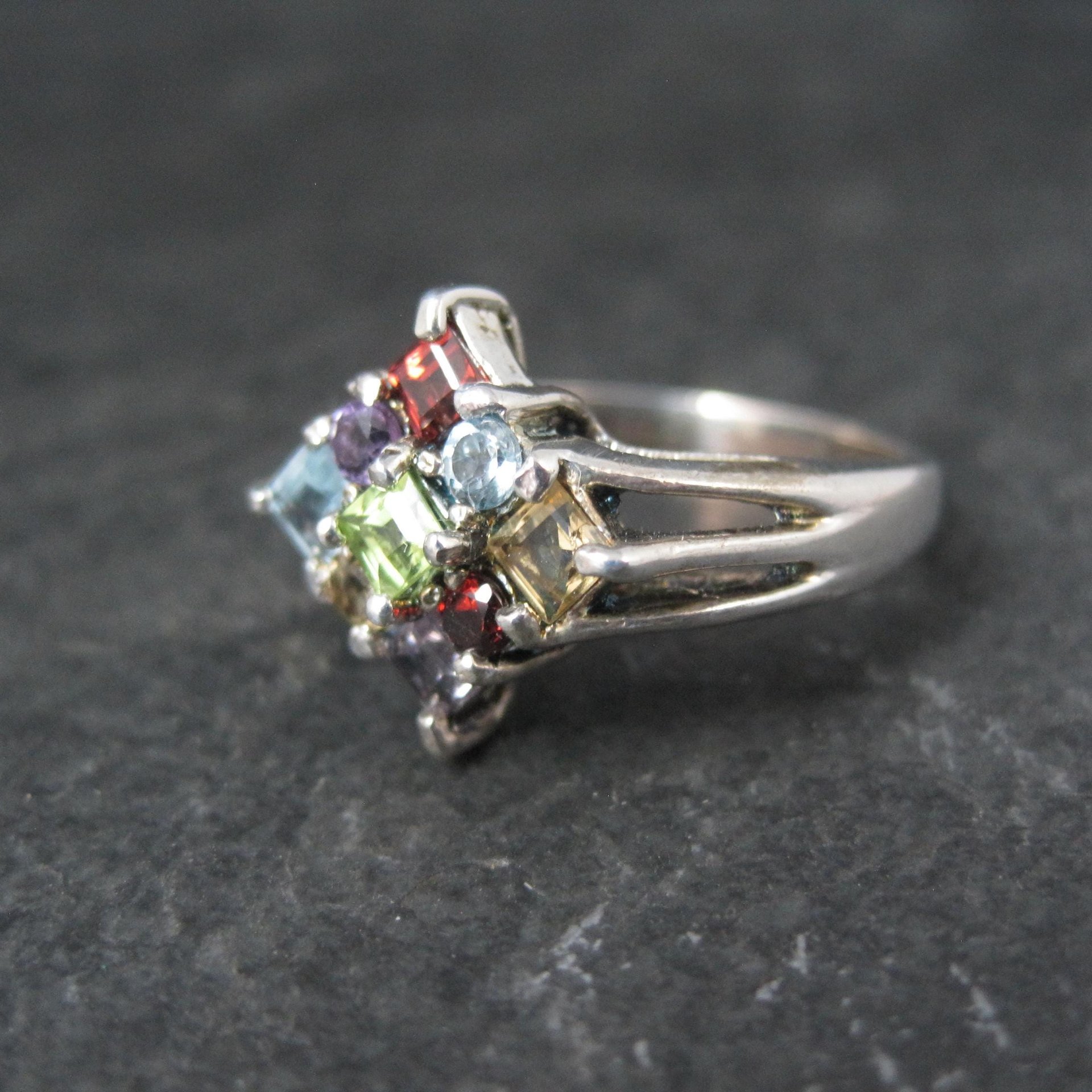 Sterling Silver Multi Gemstone Ring Size 8 New Old Stock Dee Berkley