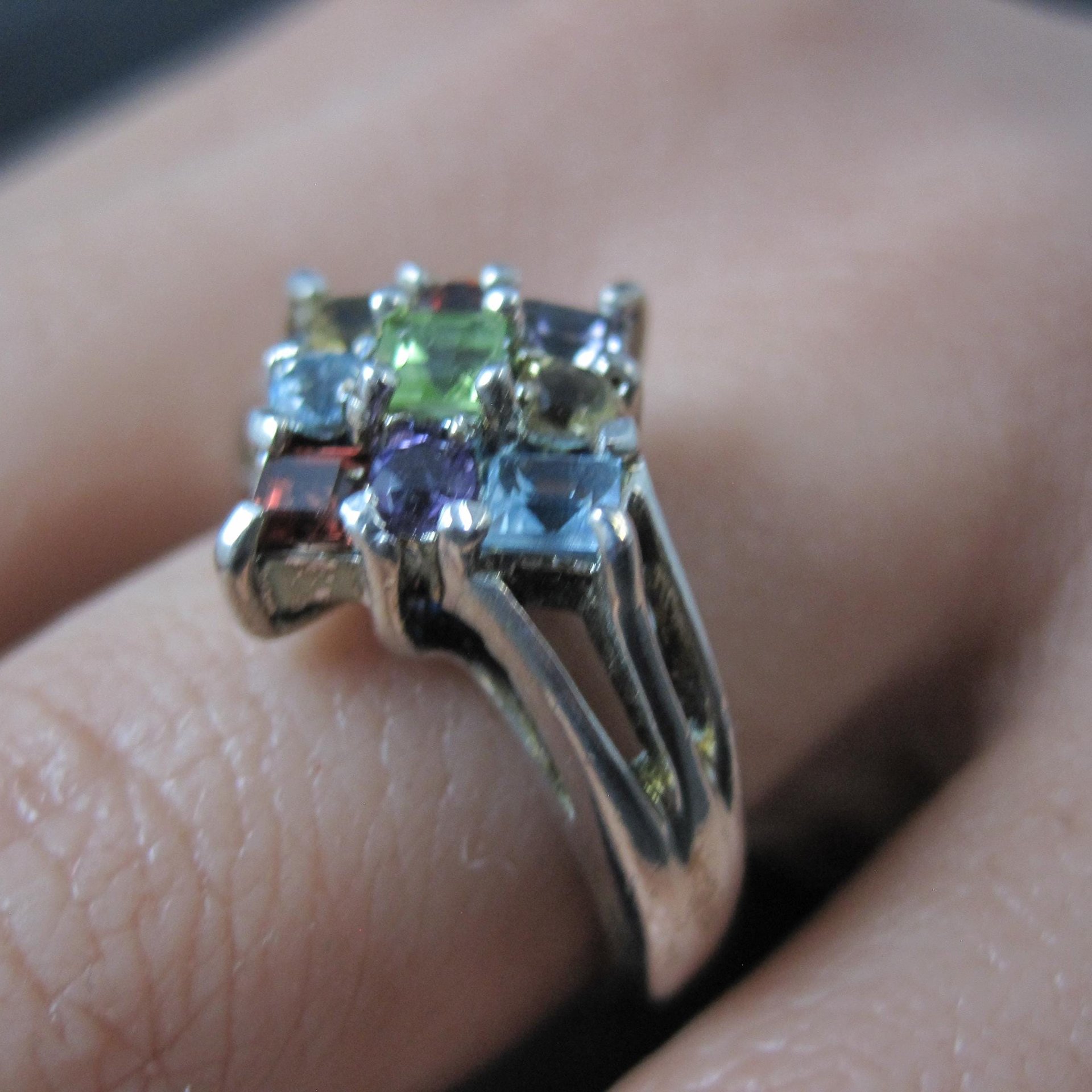 Sterling Silver Multi Gemstone Ring Size 8 New Old Stock Dee Berkley