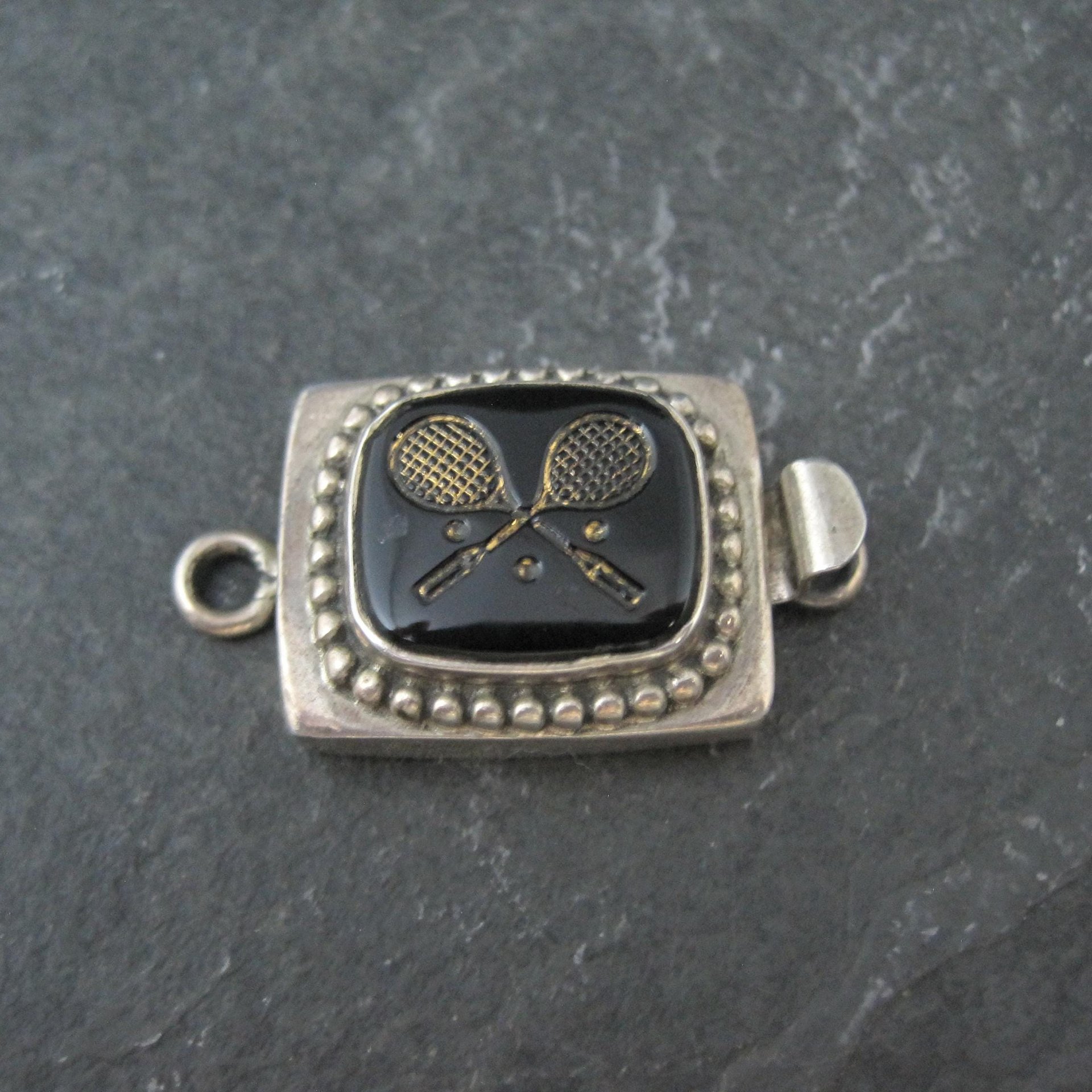 Sterling Silver Enamel Tennis Themed Box Clasp