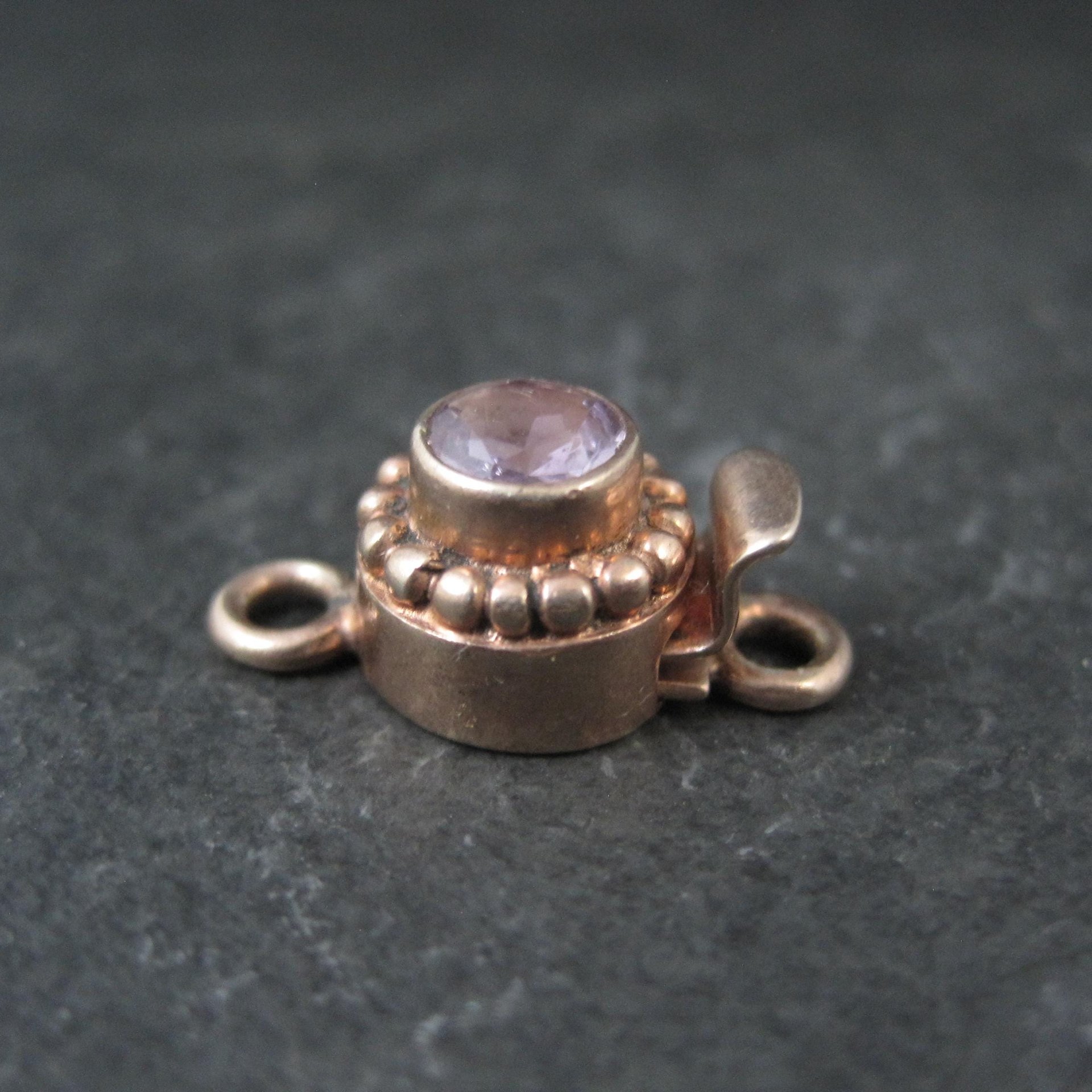 Rose Gold Amethyst Box Clasp Vermeil Sterling Silver