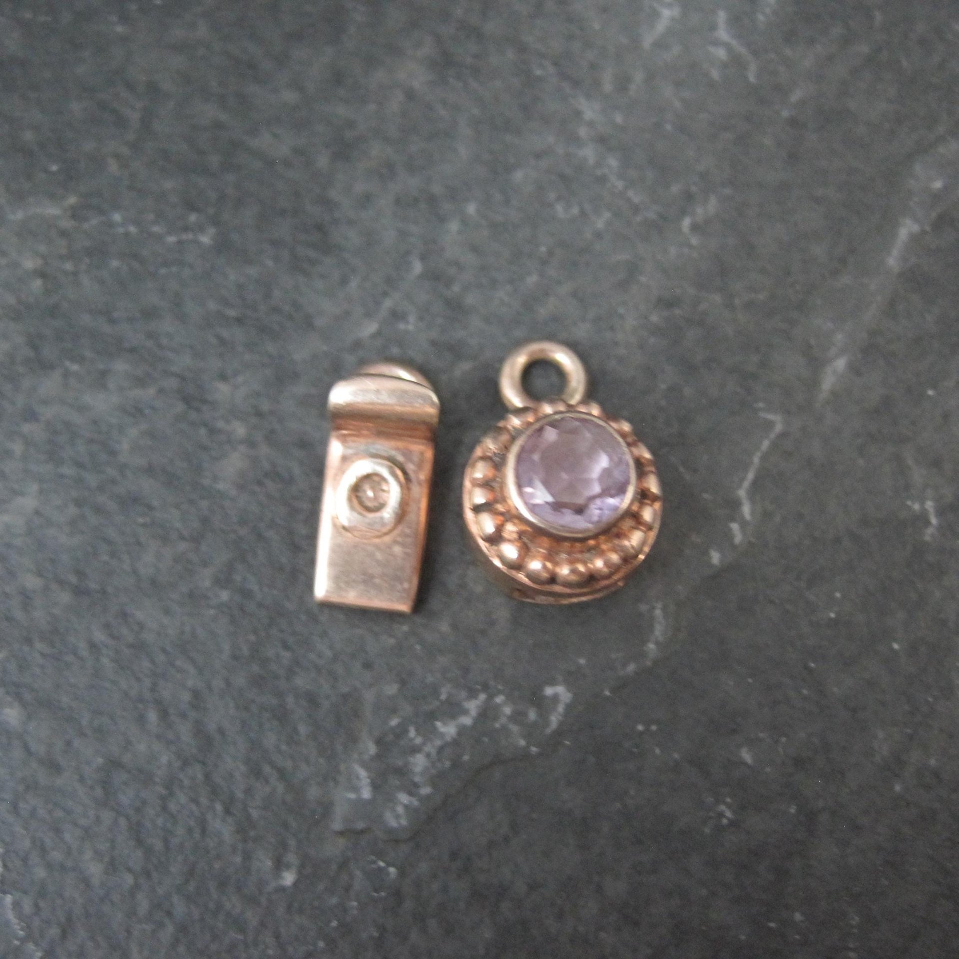 Rose Gold Amethyst Box Clasp Vermeil Sterling Silver