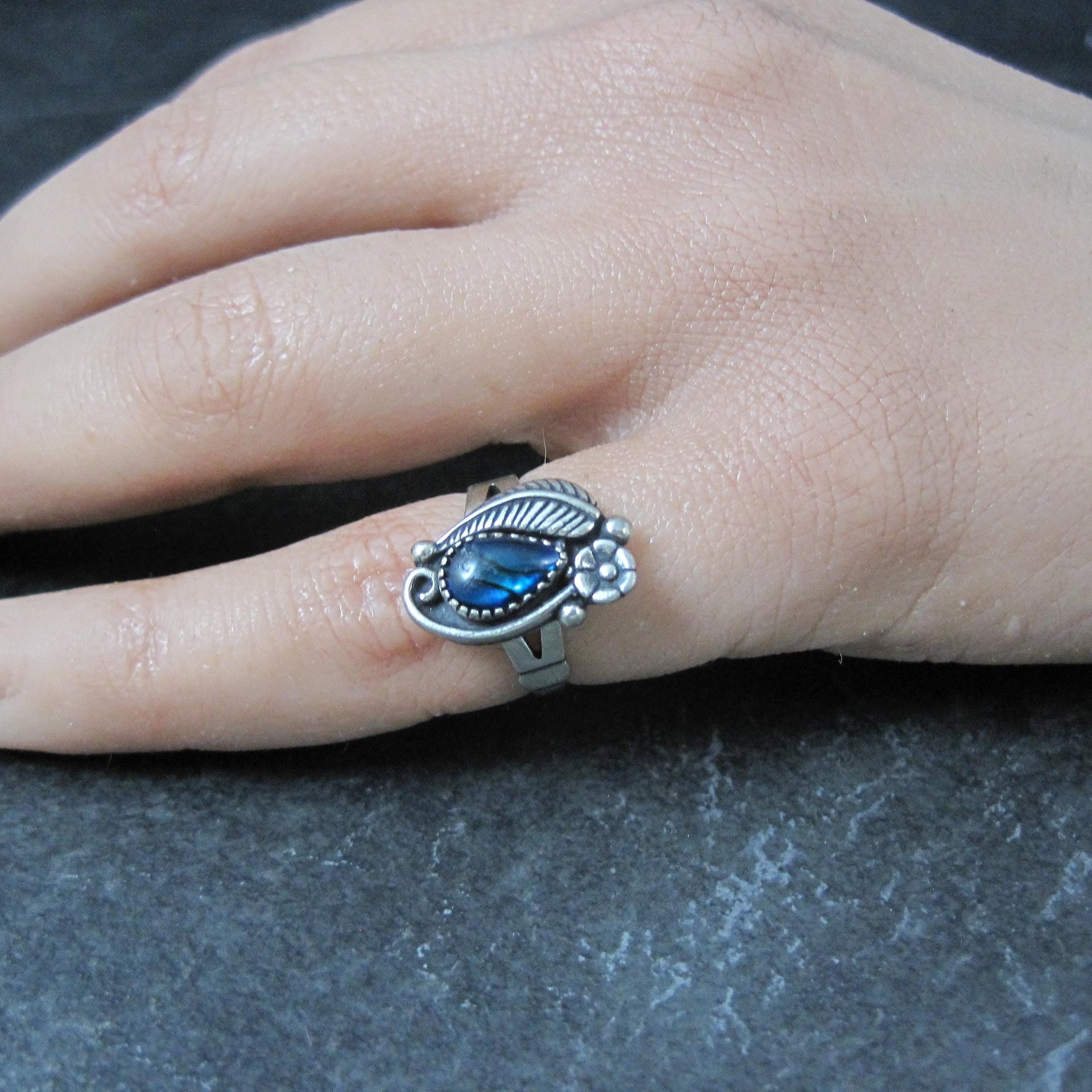 Southwestern Abalone Feather Ring Many Sizes Available NOS