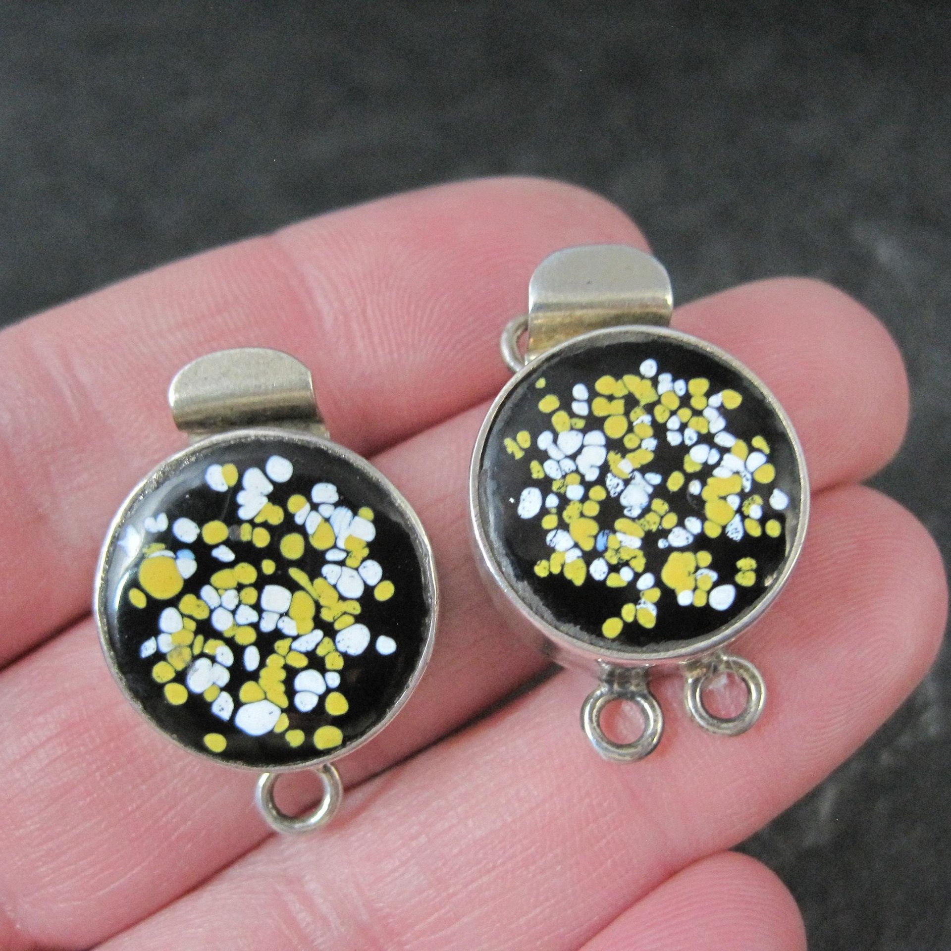 Vintage Sterling Silver Art Glass Box Clasp 1 & 2 Strand Available