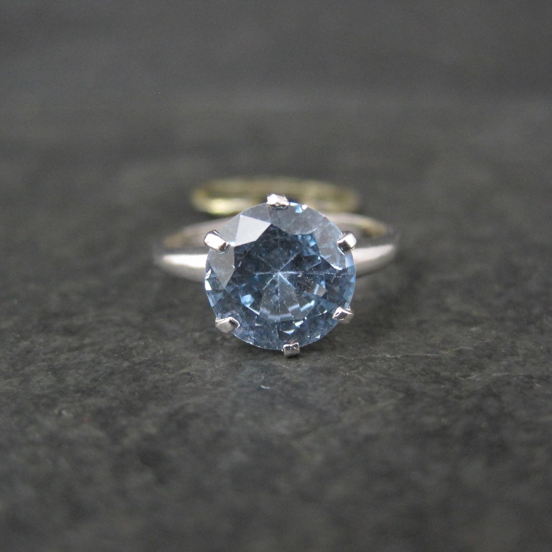 Vintage Sterling Light Blue Spinel Solitaire Ring New Old Stock Multiple Sizes