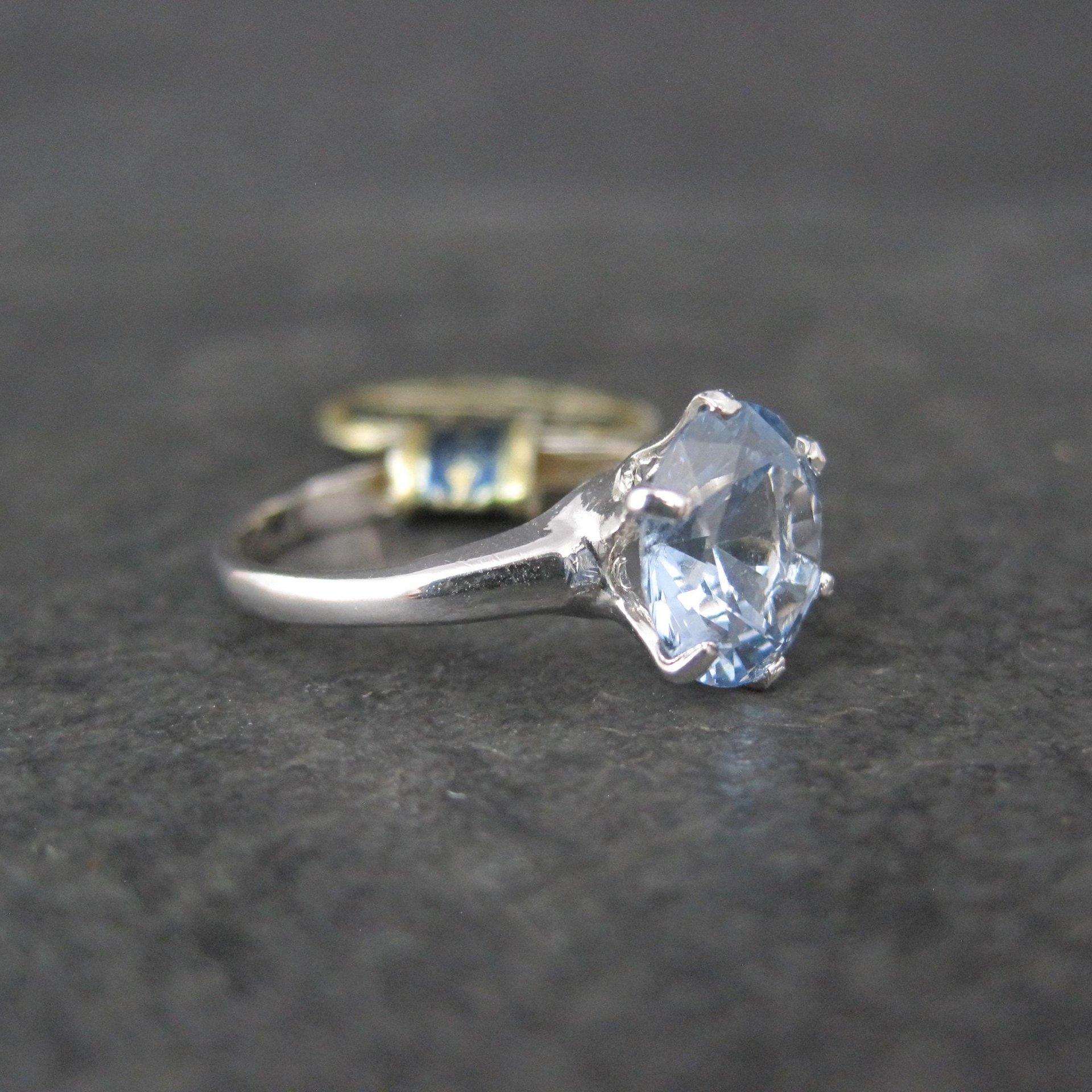 Vintage Sterling Light Blue Spinel Solitaire Ring New Old Stock Multiple Sizes