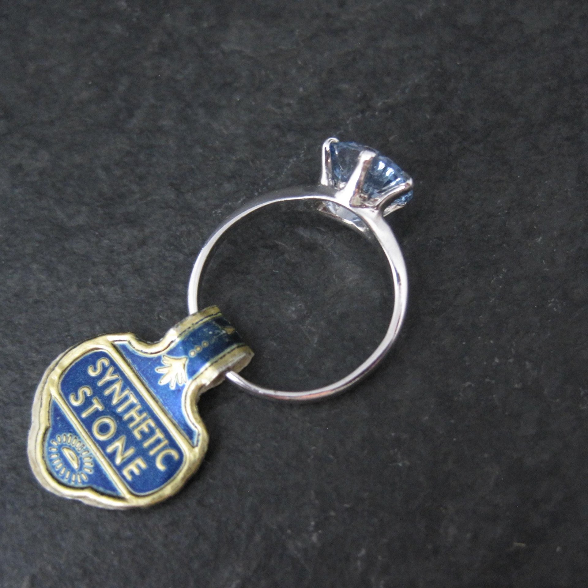 Vintage Sterling Light Blue Spinel Solitaire Ring New Old Stock Multiple Sizes