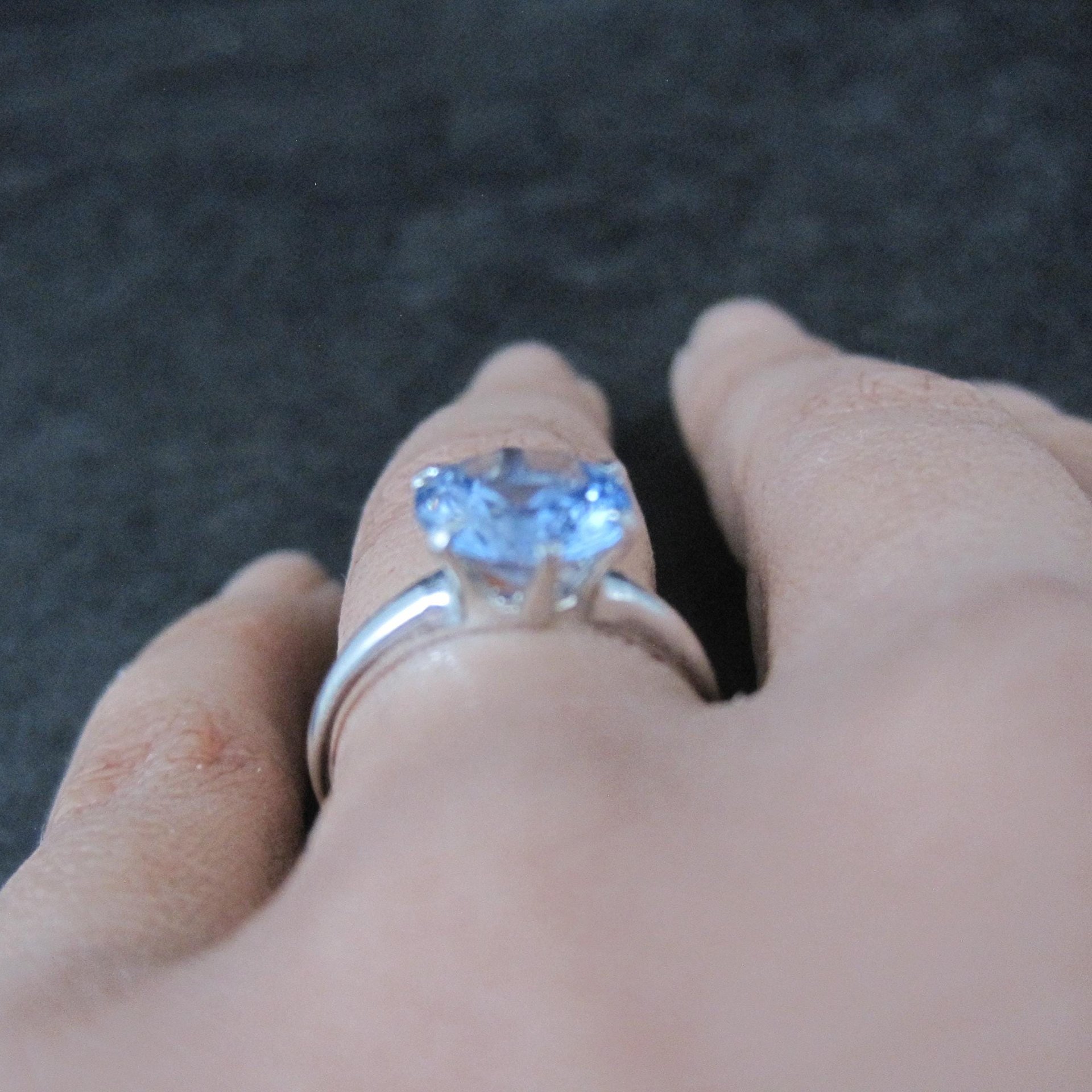 Vintage Sterling Light Blue Spinel Solitaire Ring New Old Stock Multiple Sizes