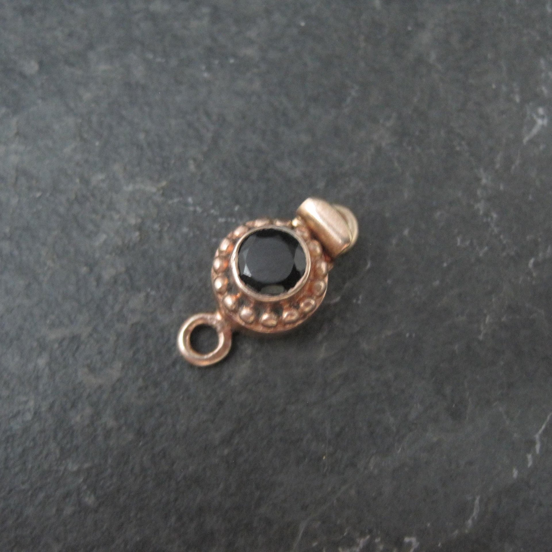 Rose Gold Black Tourmaline Box Clasp Vermeil Sterling Silver
