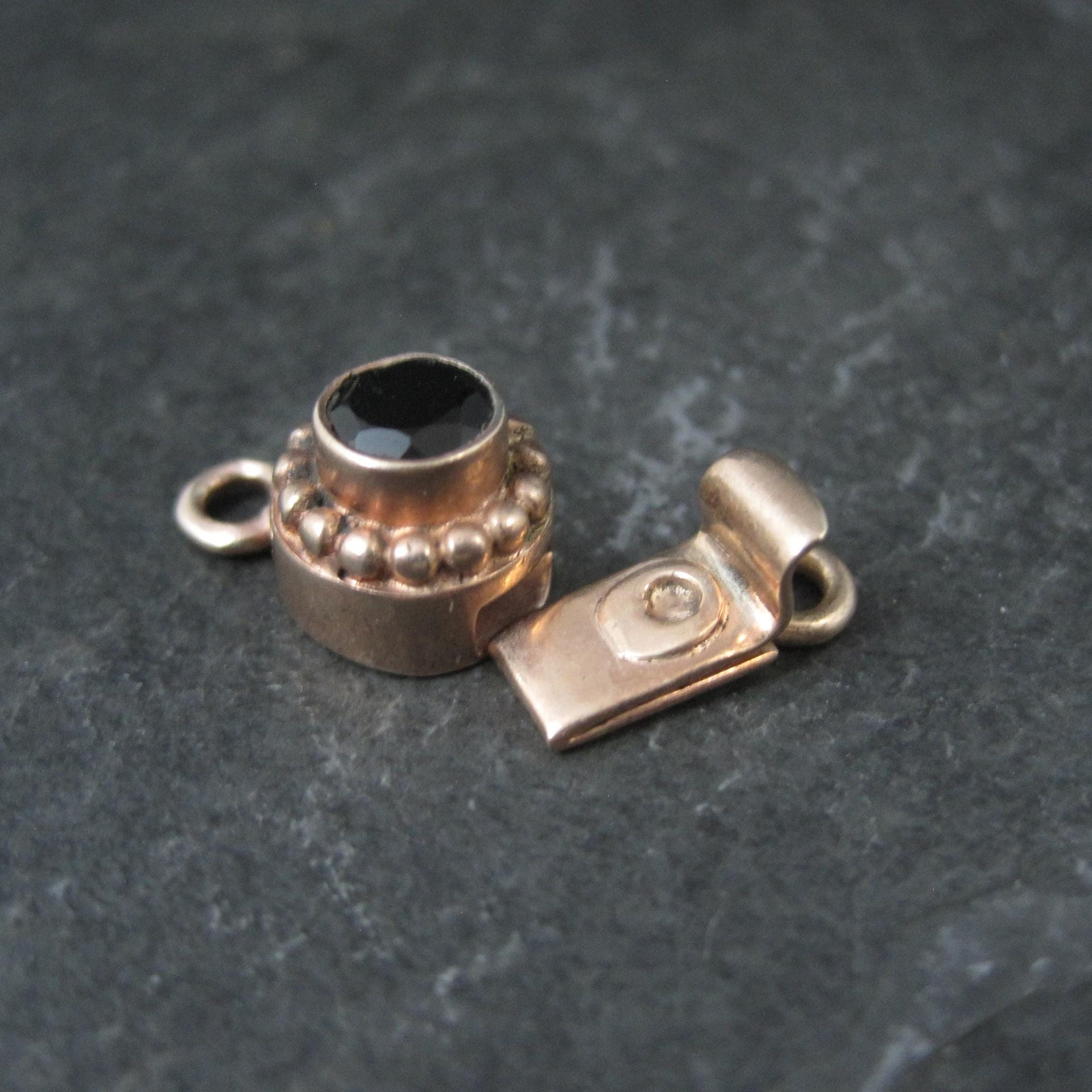 Rose Gold Black Tourmaline Box Clasp Vermeil Sterling Silver