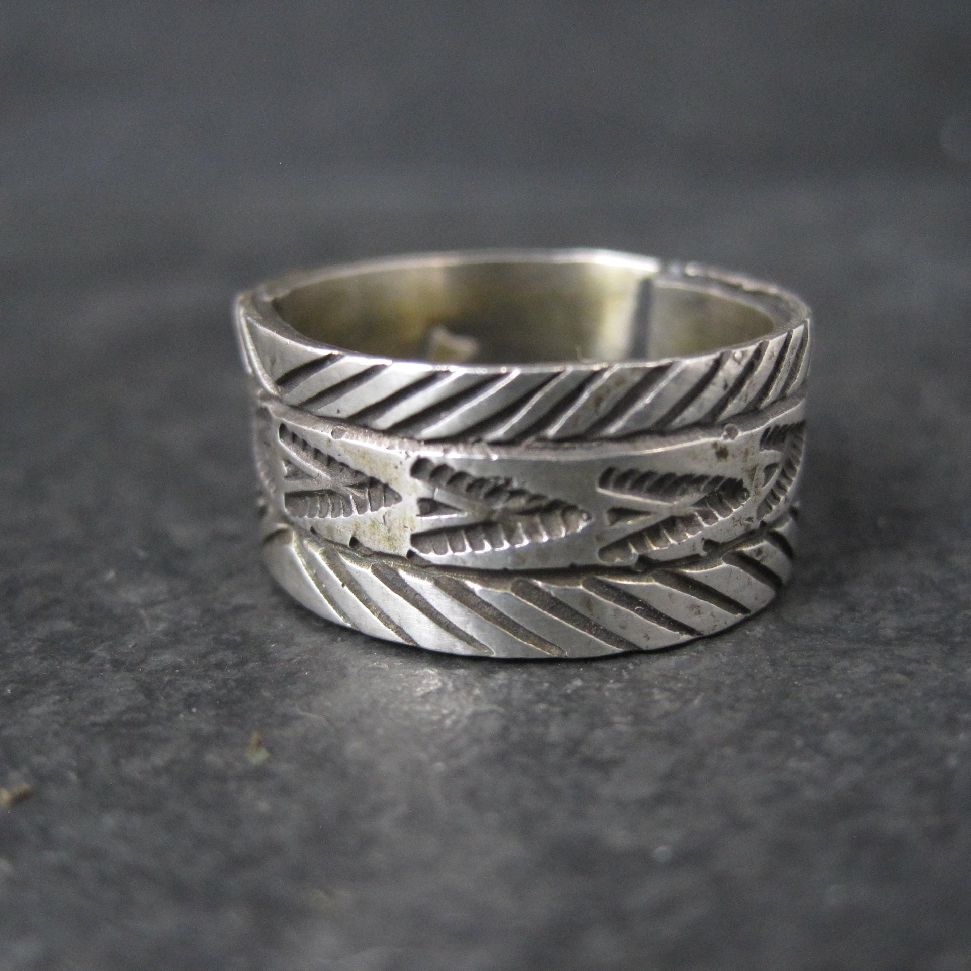 Wide Vintage Southwestern Sterling Band Ring Available in Sizes 8 and 10 Nathan Lovato