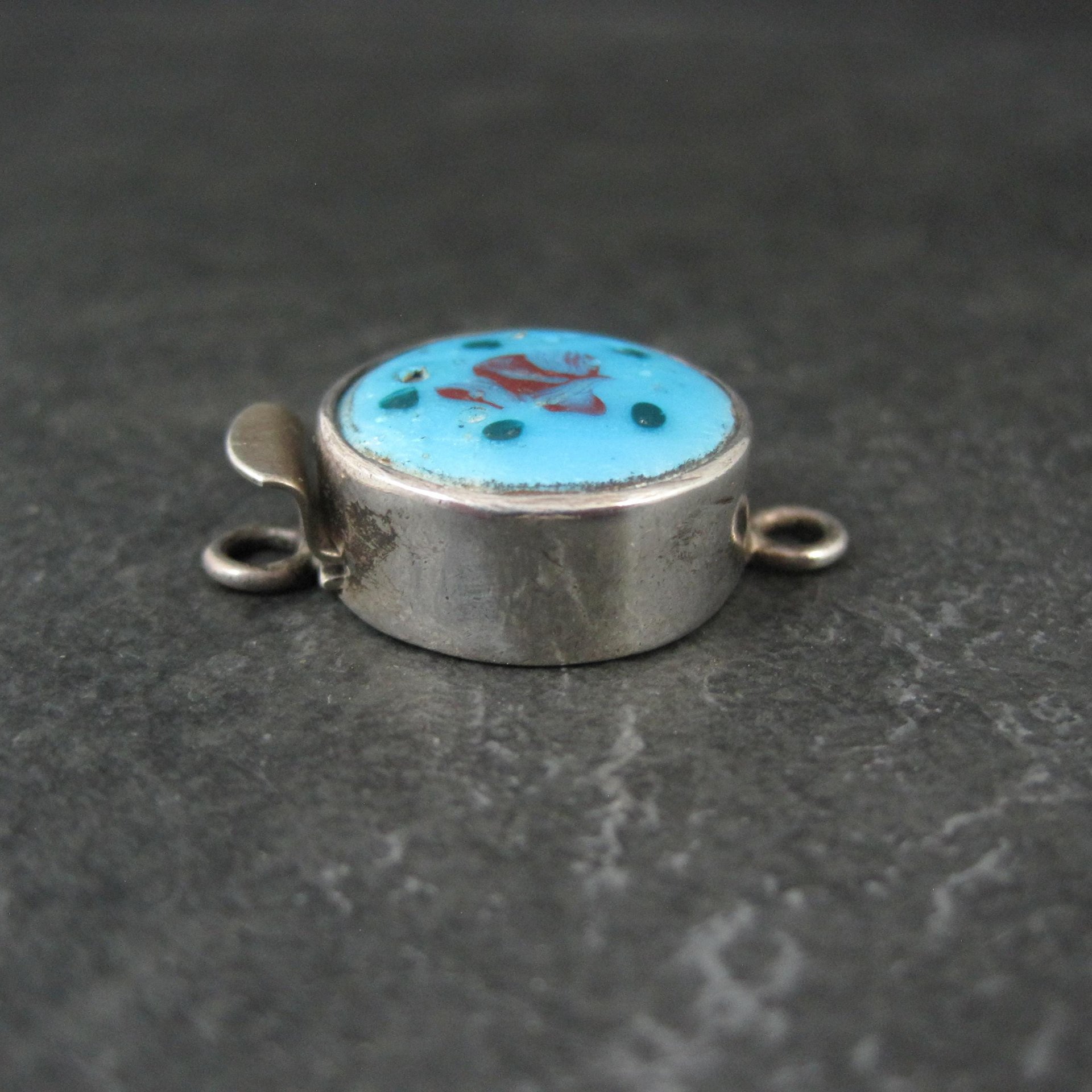 Sterling Silver Guilloche Enamel Rose Box Clasp