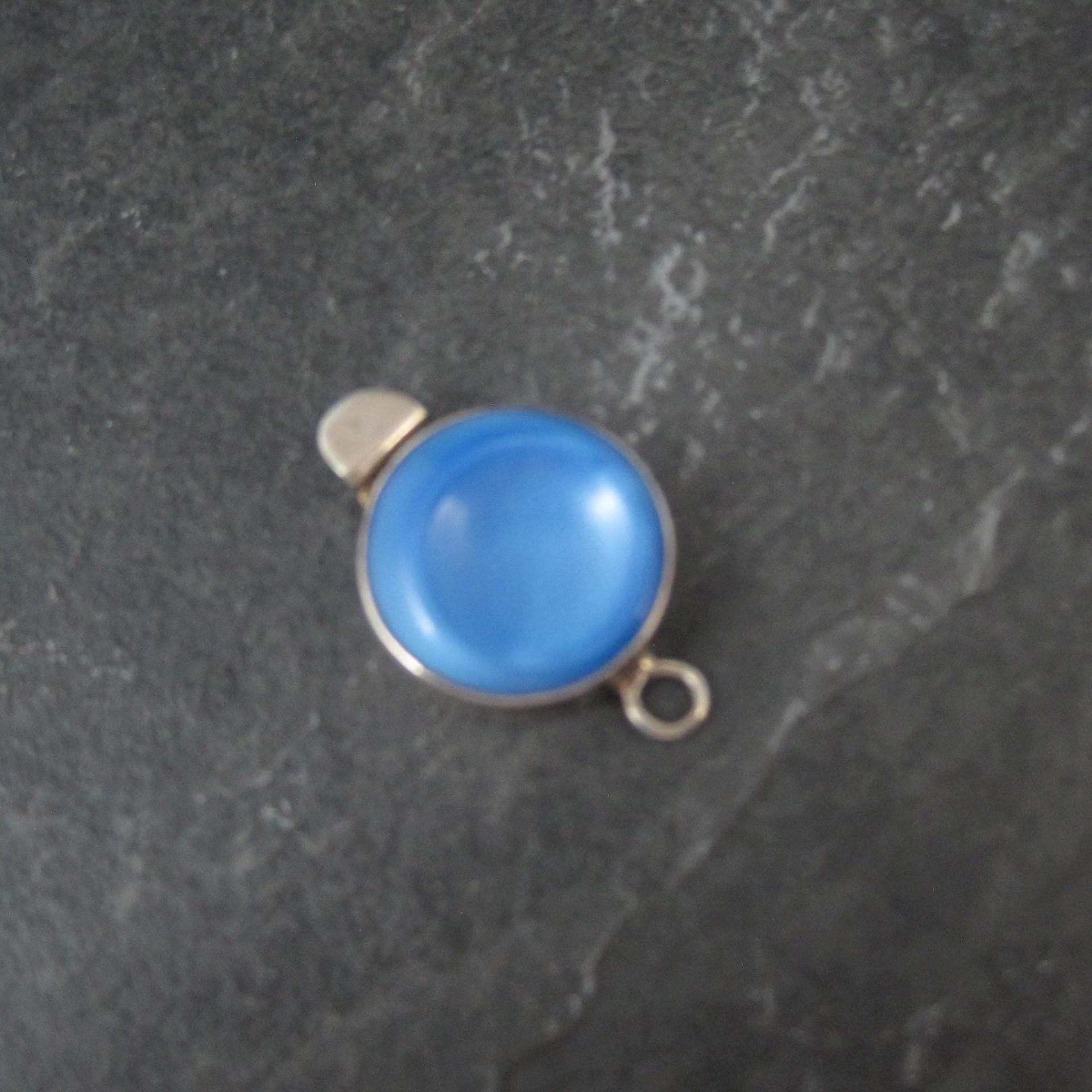 Vintage Sterling Silver Blue Art Glass Box Clasp