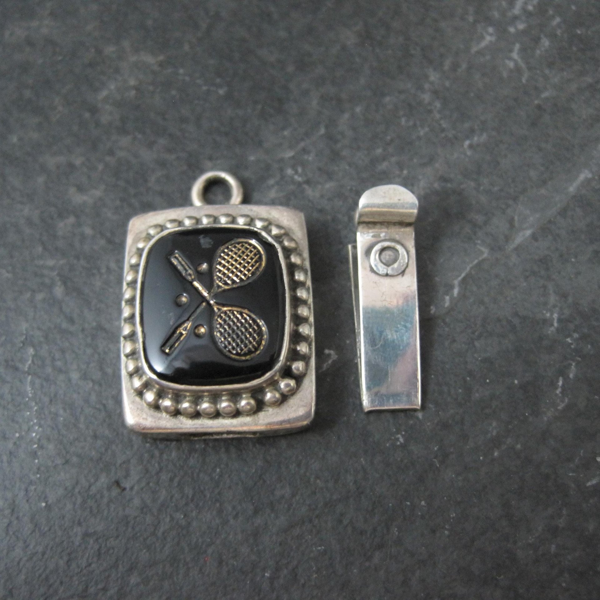 Sterling Silver Enamel Tennis Themed Box Clasp