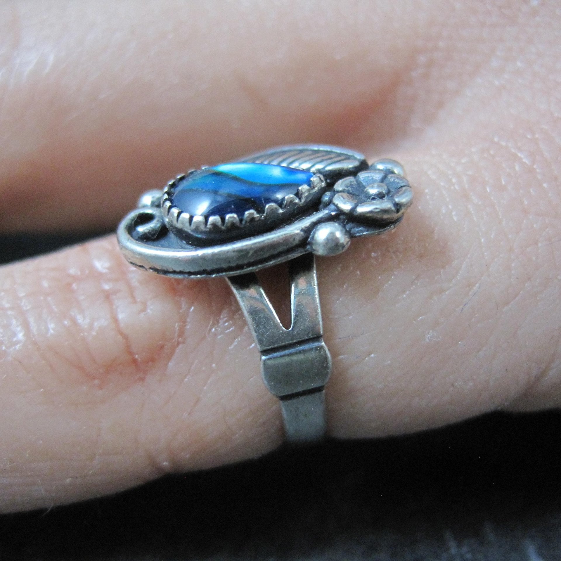 Southwestern Abalone Feather Ring Many Sizes Available NOS
