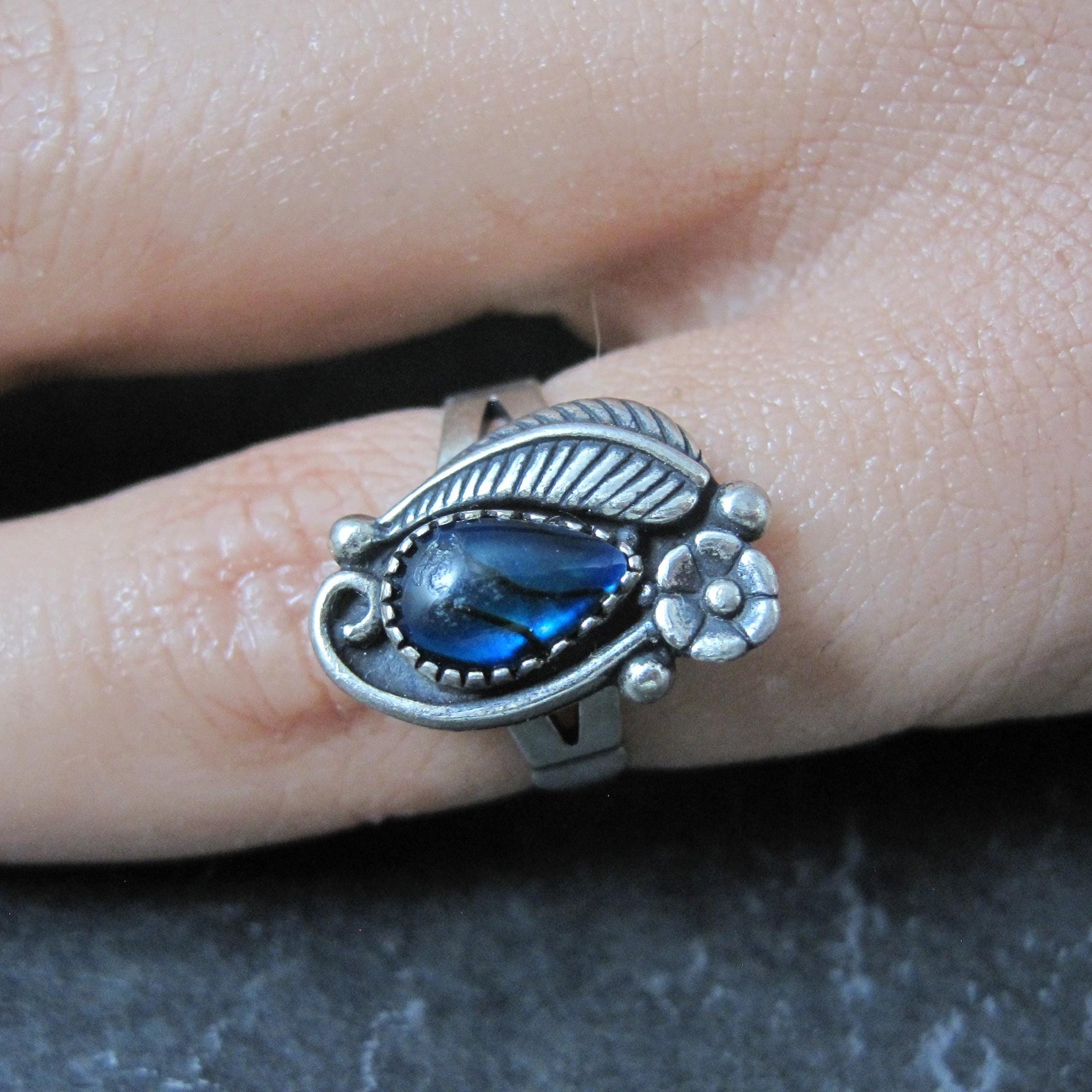 Southwestern Abalone Feather Ring Many Sizes Available NOS