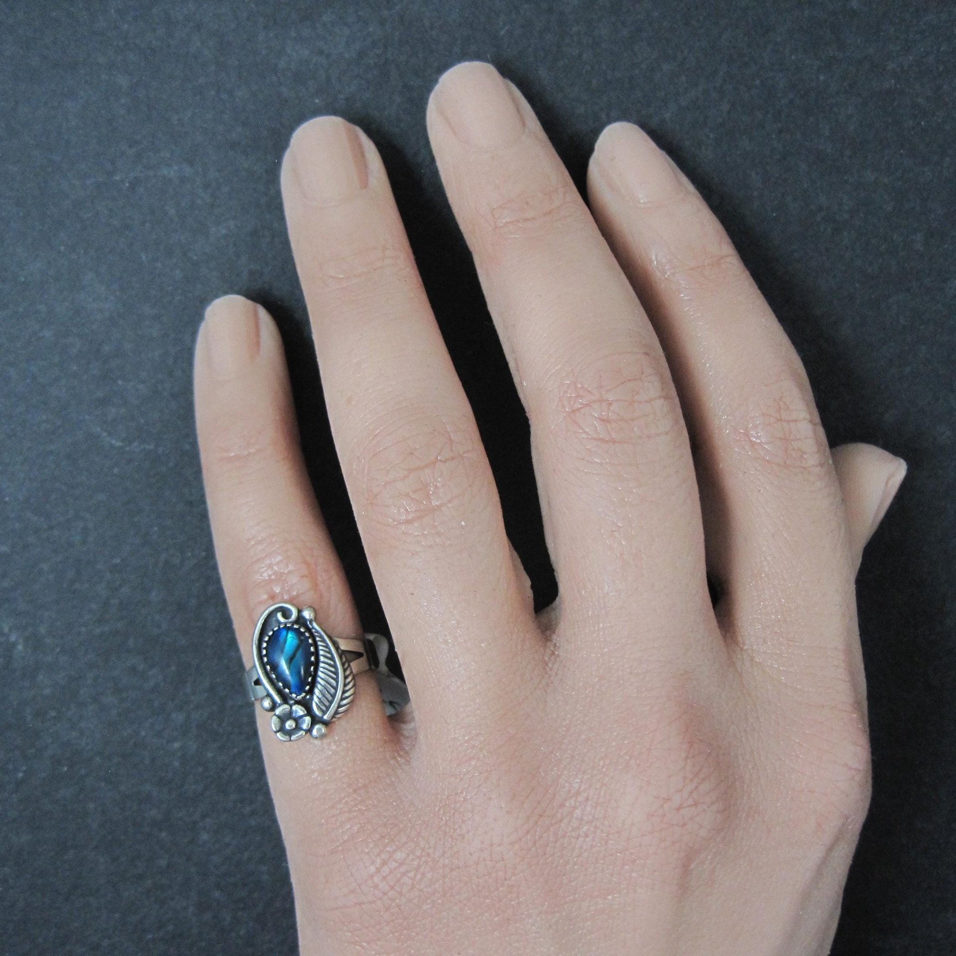 Southwestern Abalone Feather Ring Many Sizes Available NOS