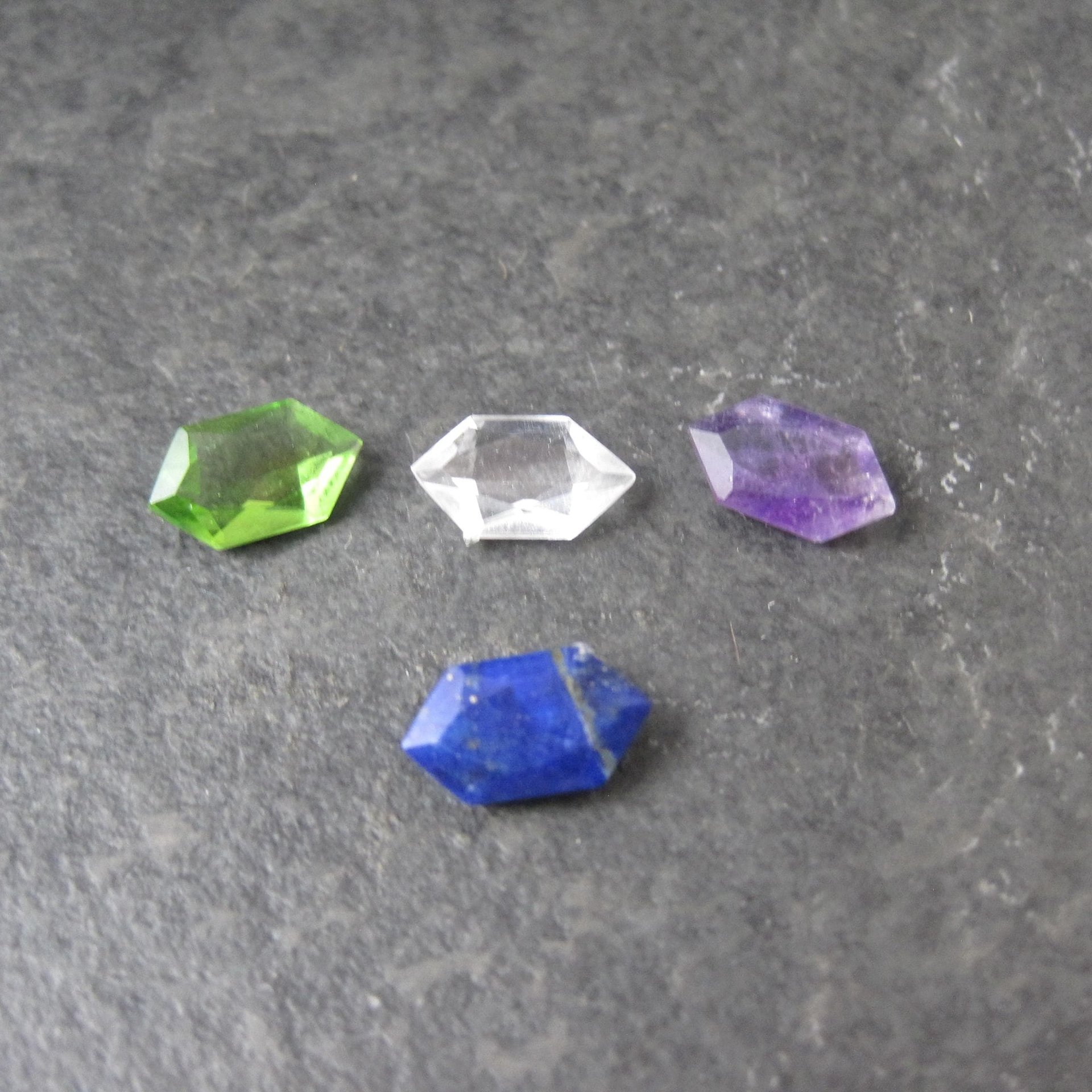 Vintage Hexagon Cut Gemstones 6x11 Lot of 4
