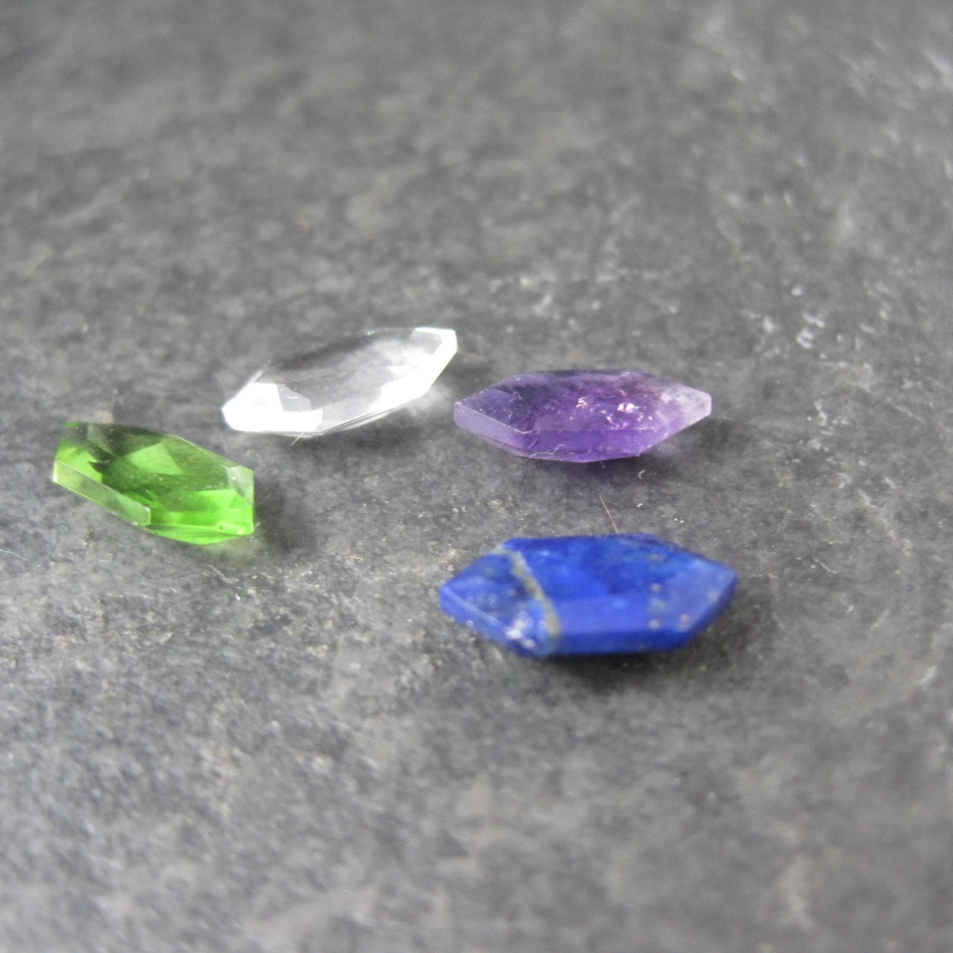 Vintage Hexagon Cut Gemstones 6x11 Lot of 4