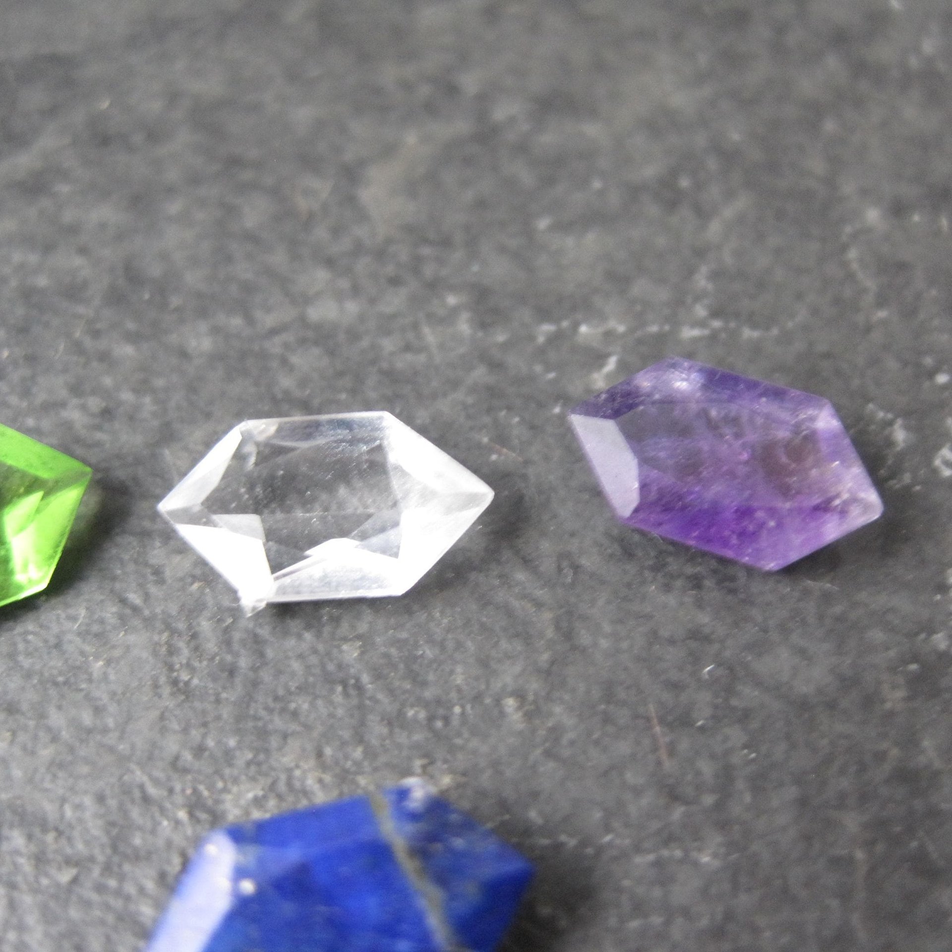 Vintage Hexagon Cut Gemstones 6x11 Lot of 4