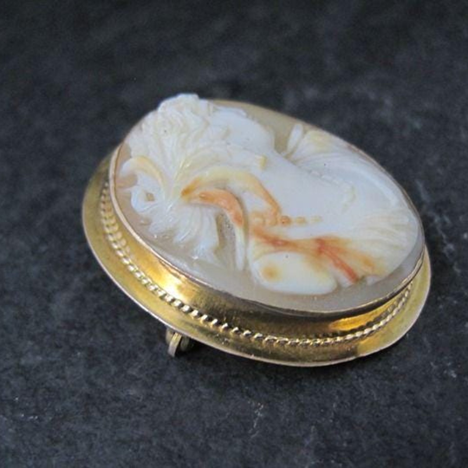 Vintage Gold Filled Carved Cameo Brooch