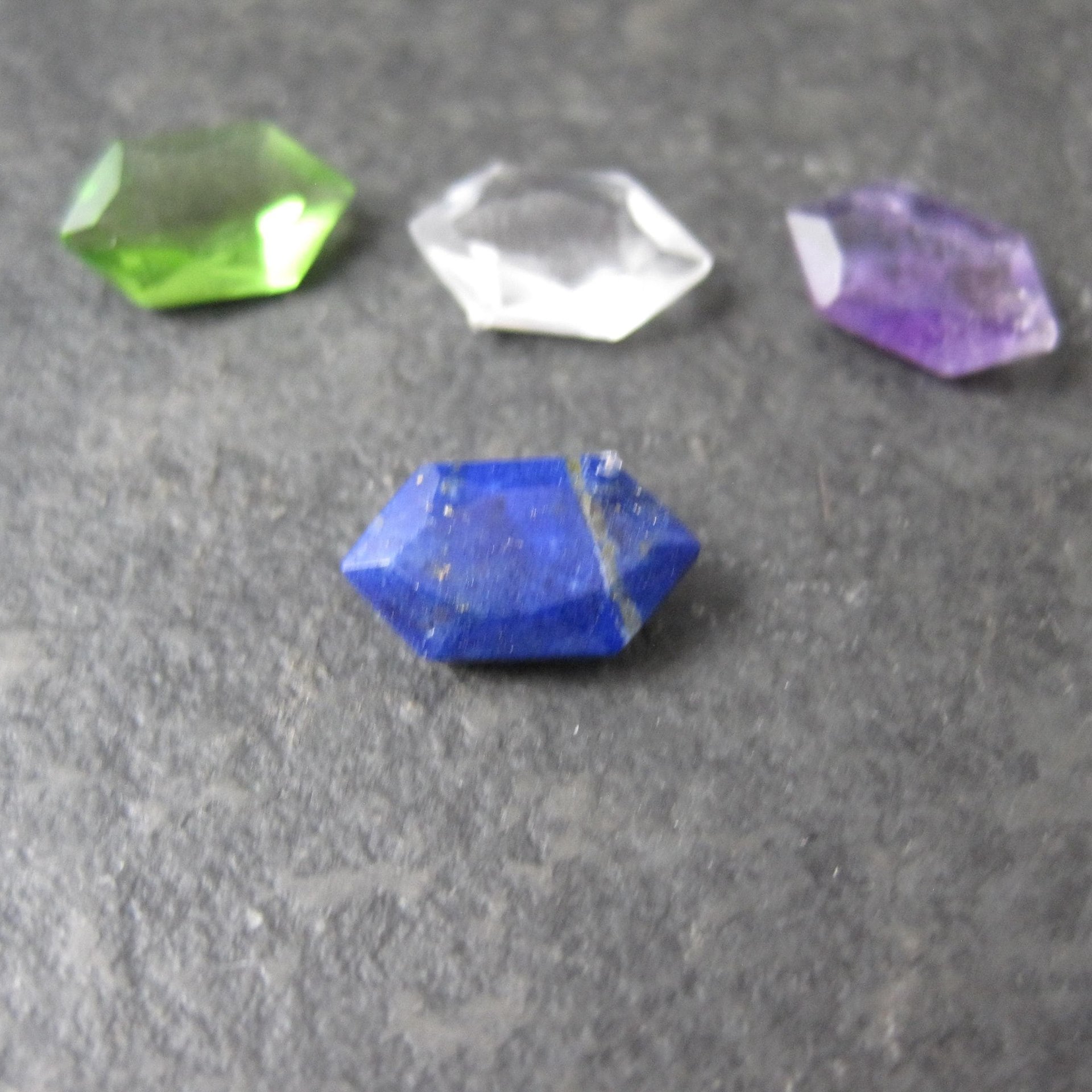Vintage Hexagon Cut Gemstones 6x11 Lot of 4