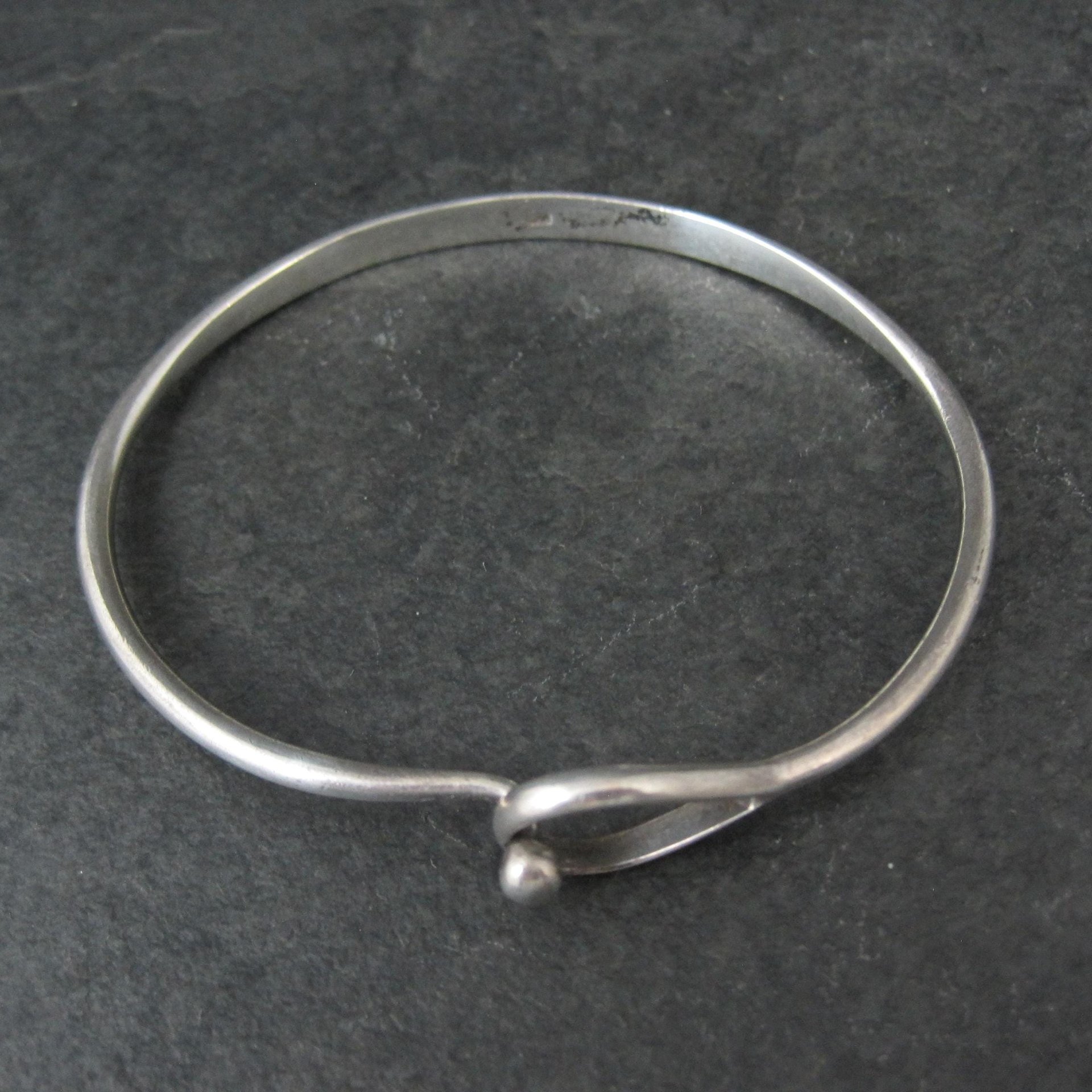 Vintage Sterling Silver Bangle Bracelet Eye & Hook Clasp 7.25"