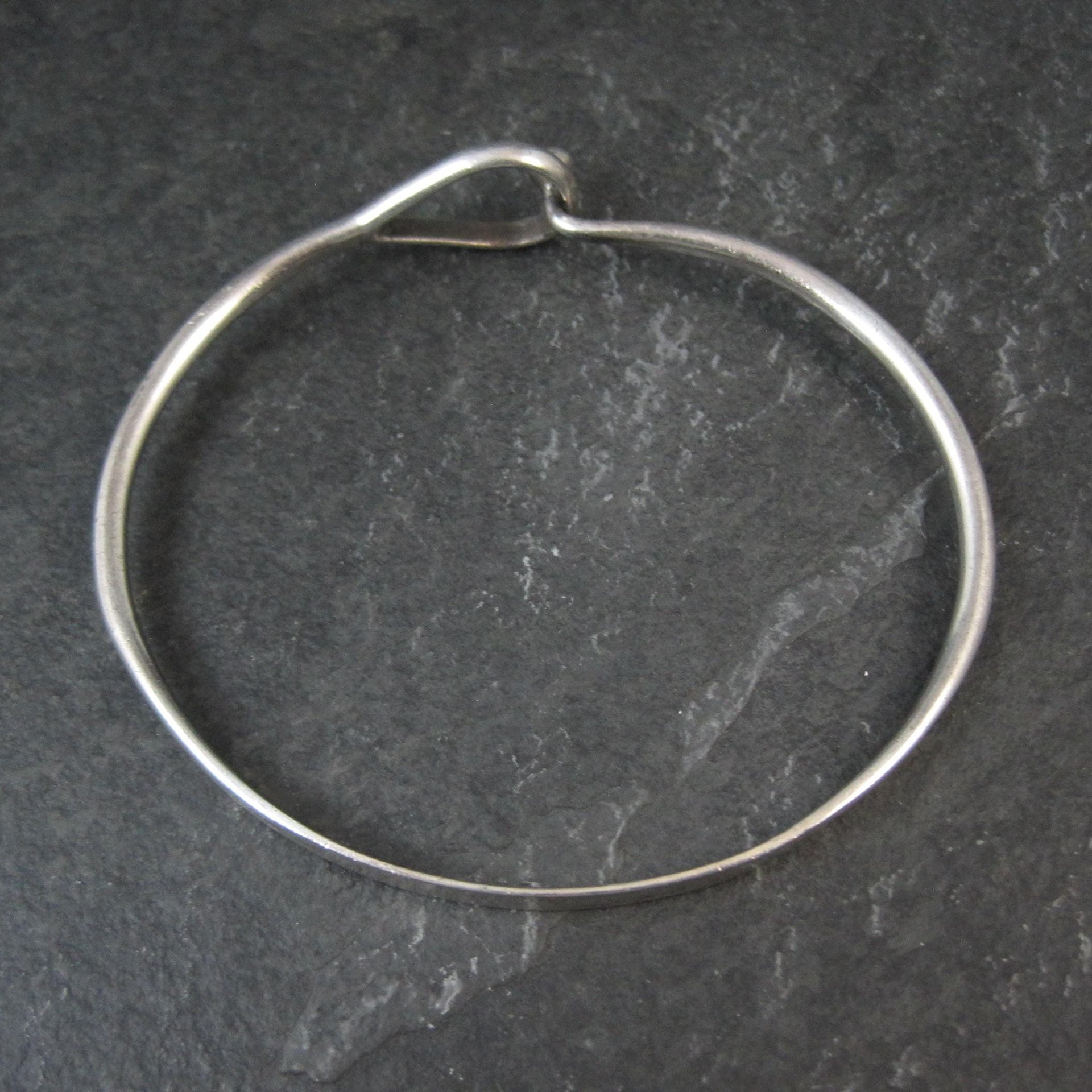Vintage Sterling Silver Bangle Bracelet Eye & Hook Clasp 7.25"