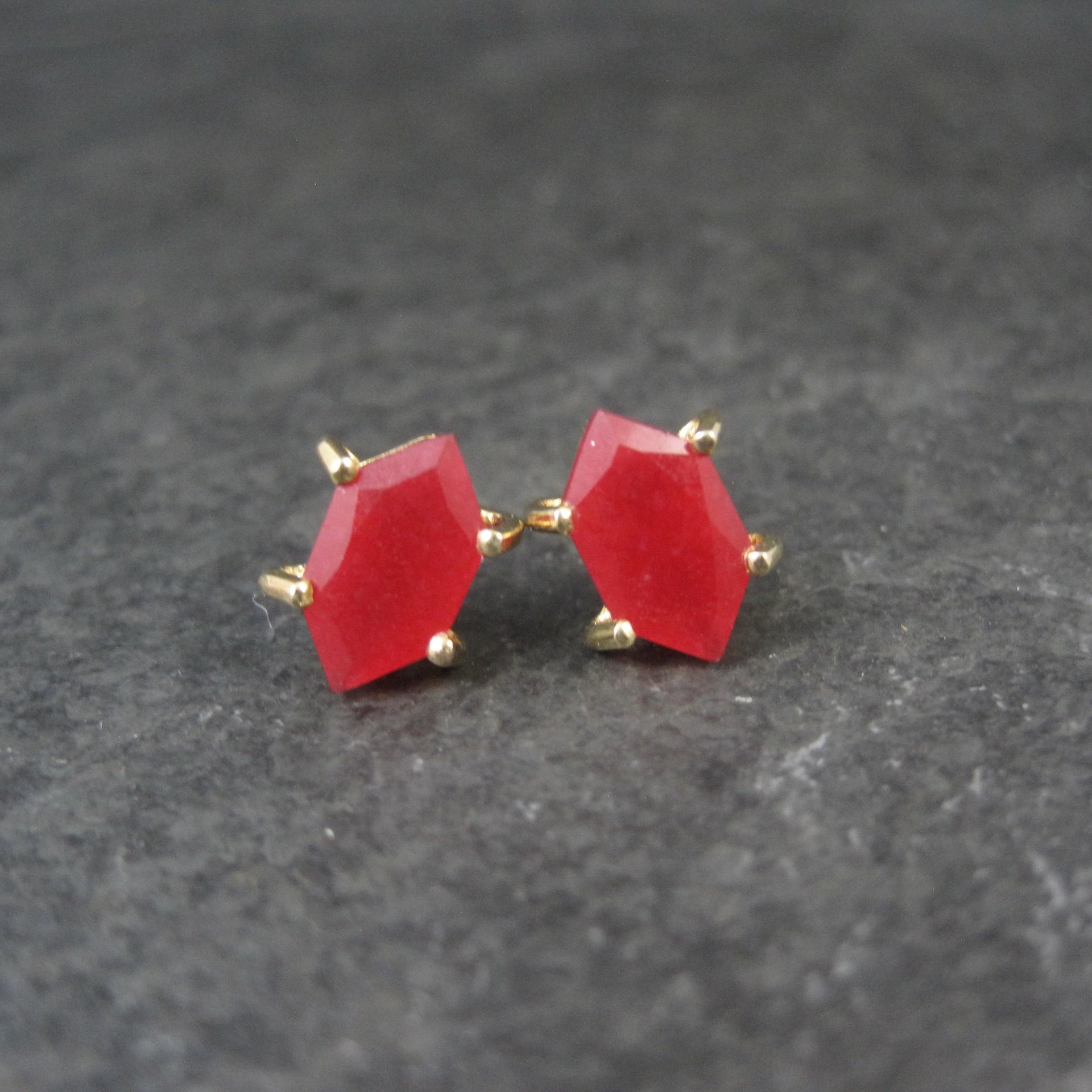 Vintage Carnelian Stud Earrings in Gold Vermeil over Sterling Silver