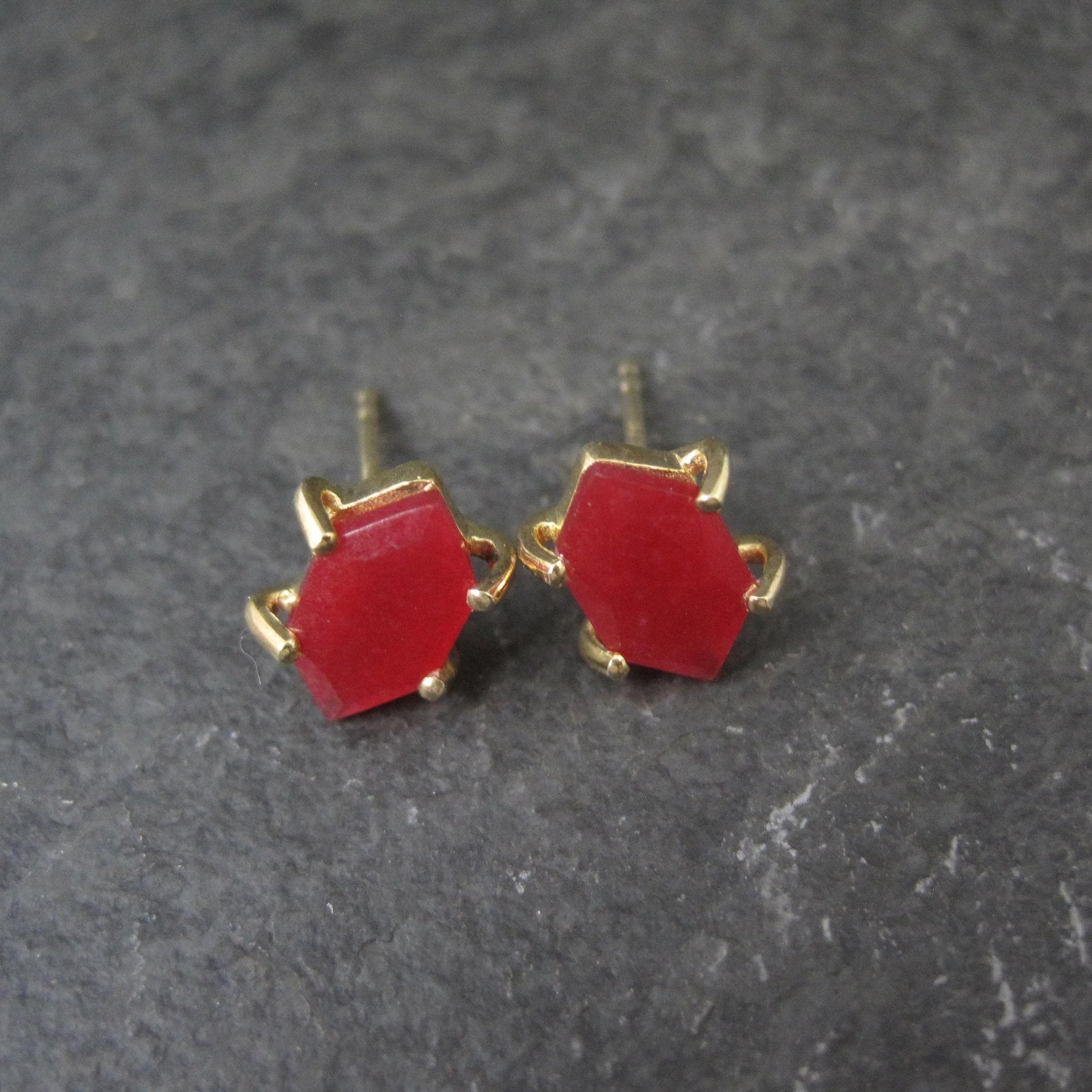 Vintage Carnelian Stud Earrings in Gold Vermeil over Sterling Silver