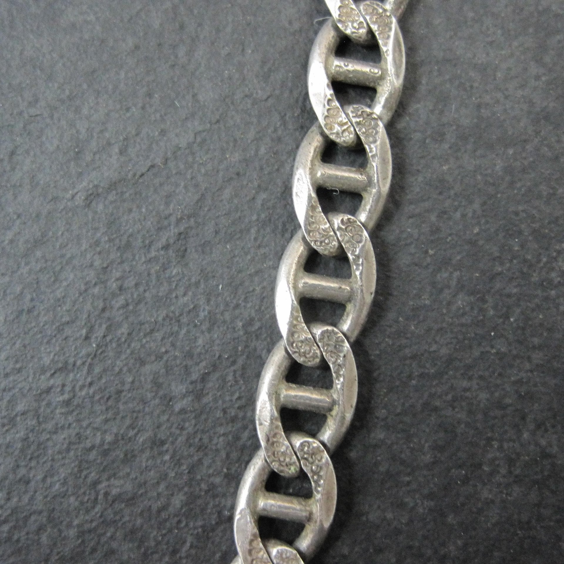Heavy 7mm Italian Sterling Mariner Chain Necklace 31 Inches Estate Silver