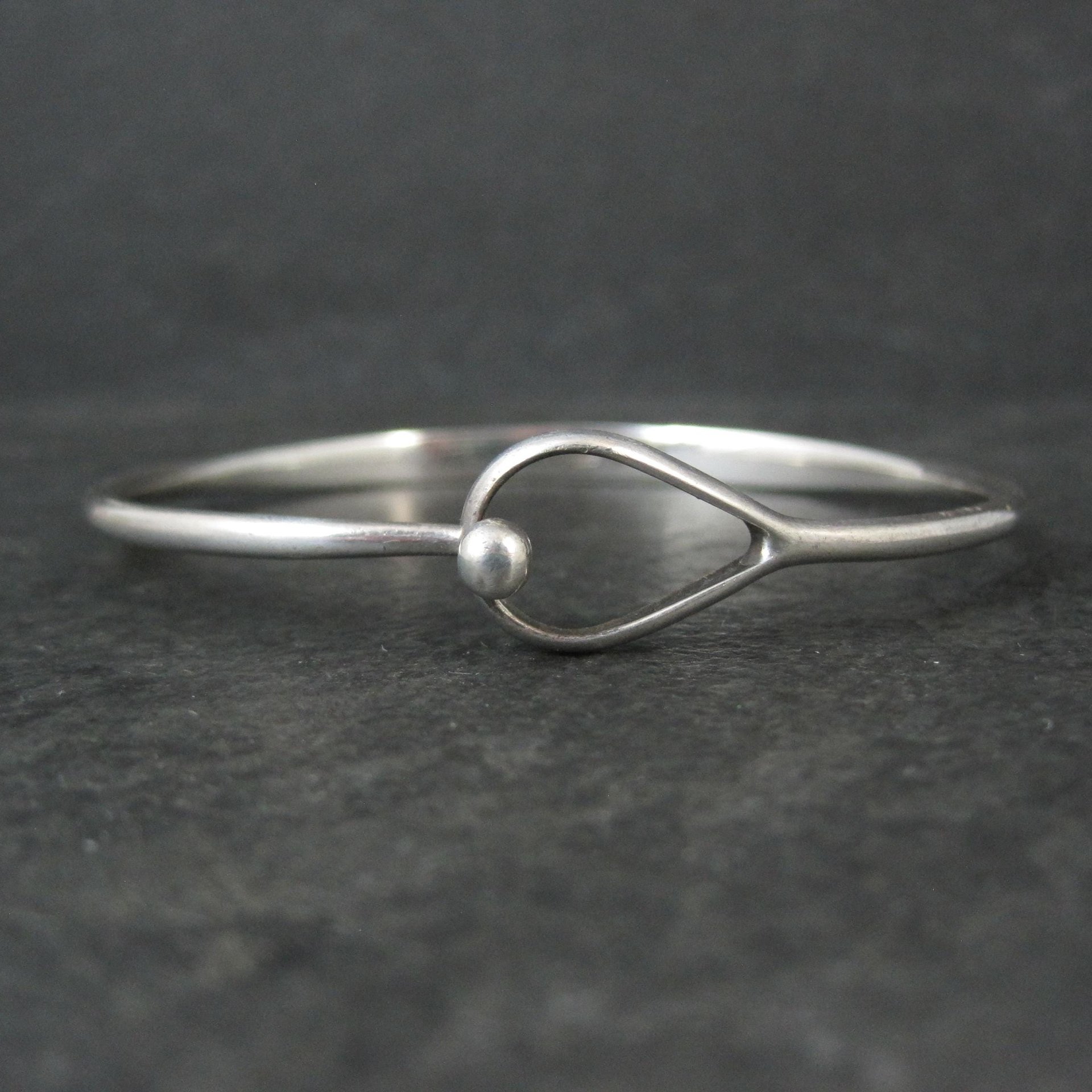 Vintage Sterling Silver Bangle Bracelet Eye & Hook Clasp 7.25"