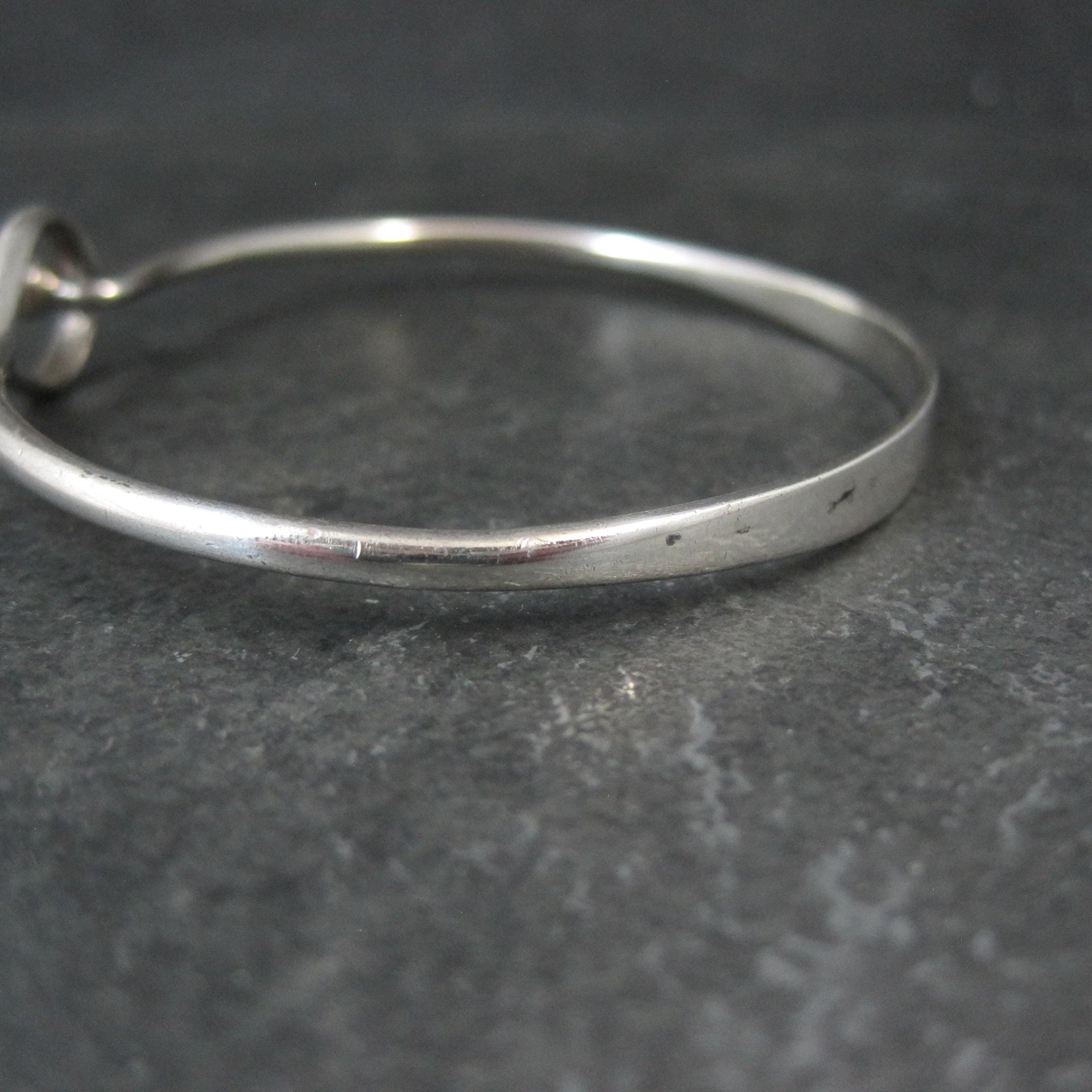Vintage Sterling Silver Bangle Bracelet Eye & Hook Clasp 7.25"