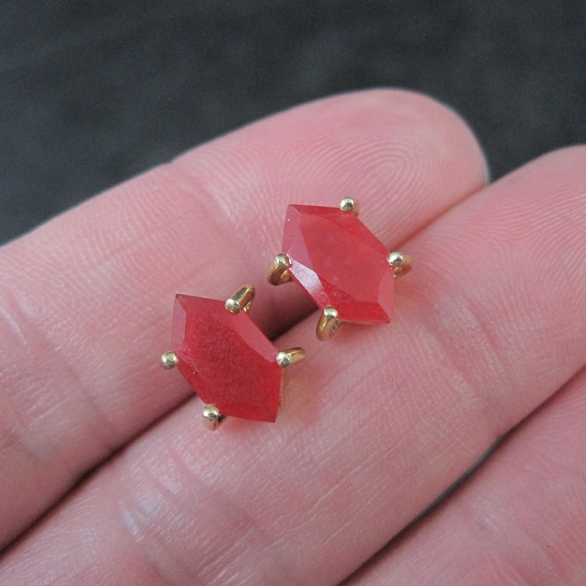 Vintage Carnelian Stud Earrings in Gold Vermeil over Sterling Silver